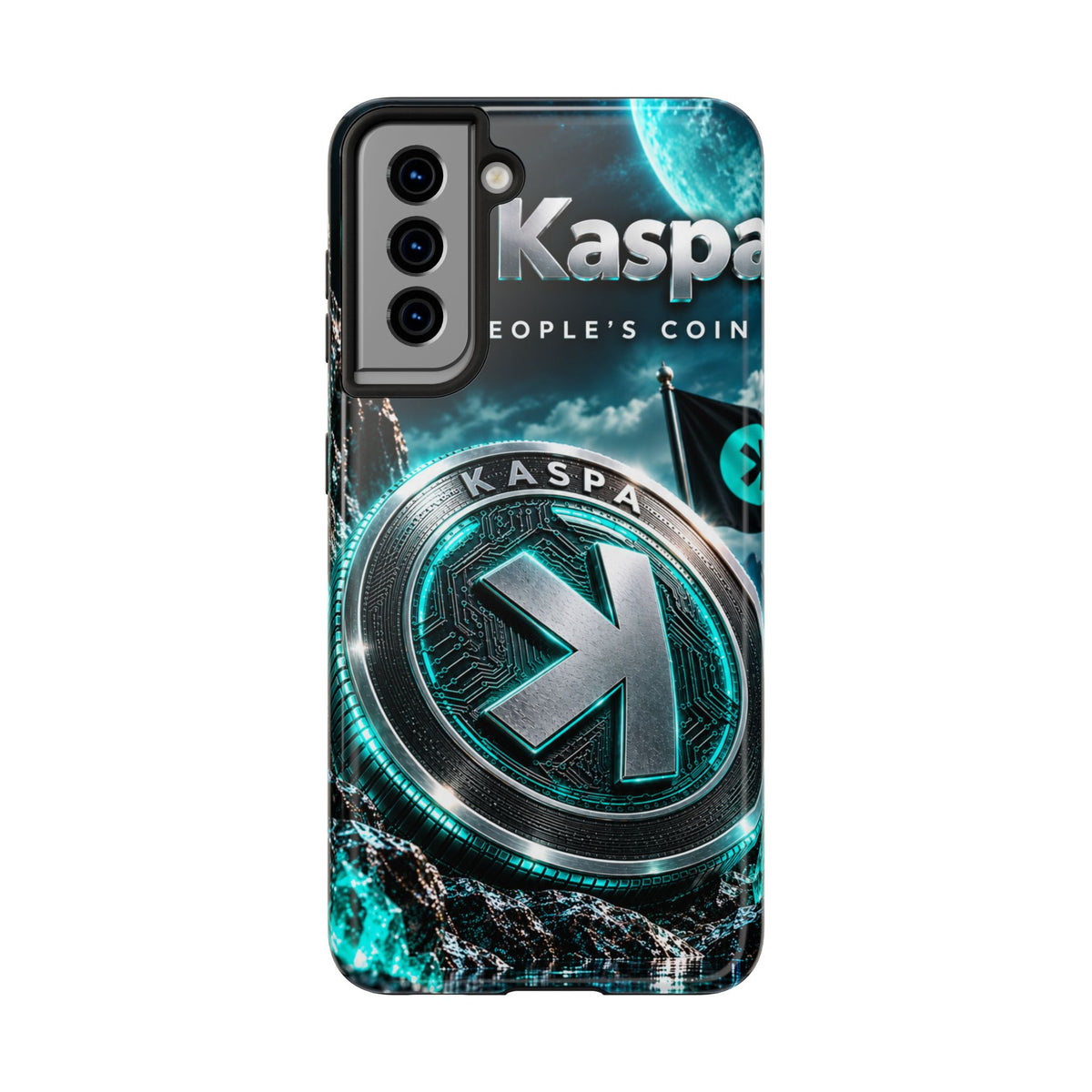 Kaspa Coin Tough Phone Case – Teal Crypto Logo Protective Cover
