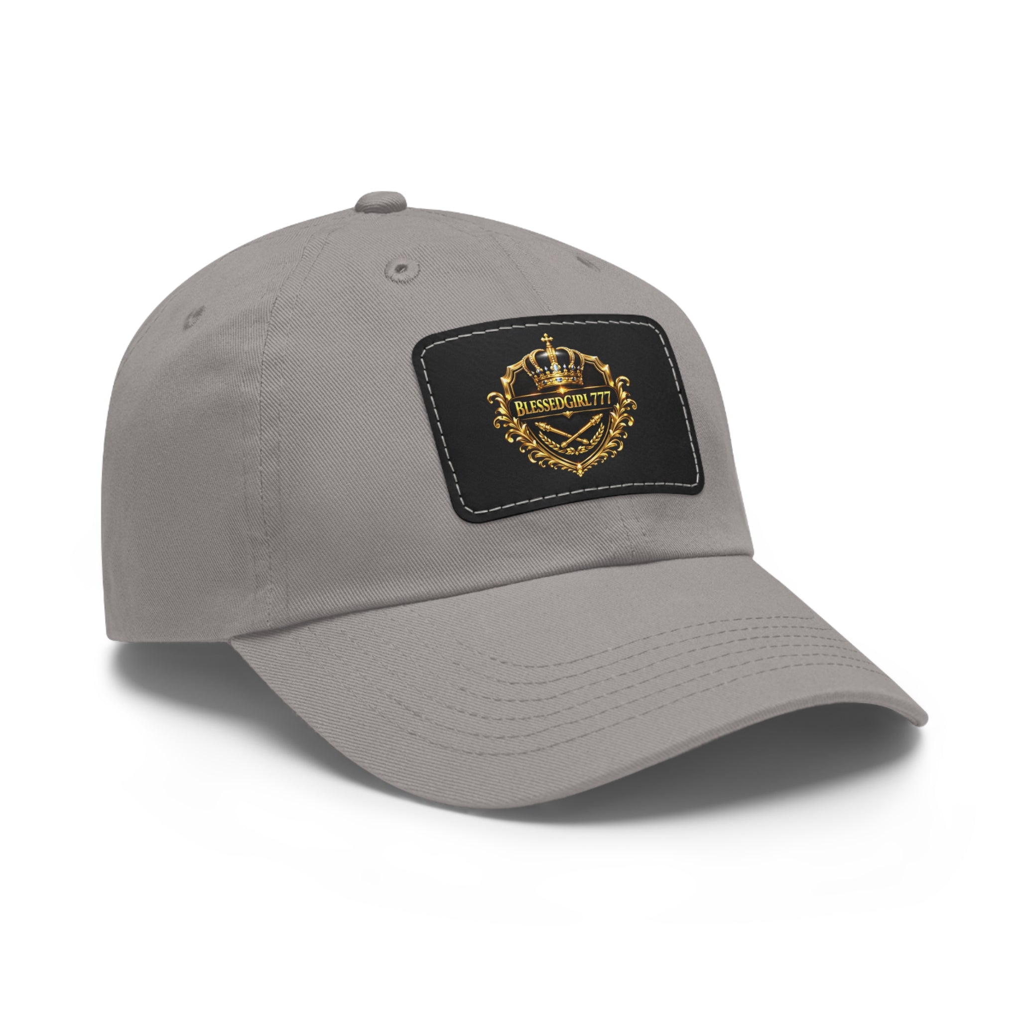 Dad Hat — Vintage Gold Crest Leather Patch Cap
