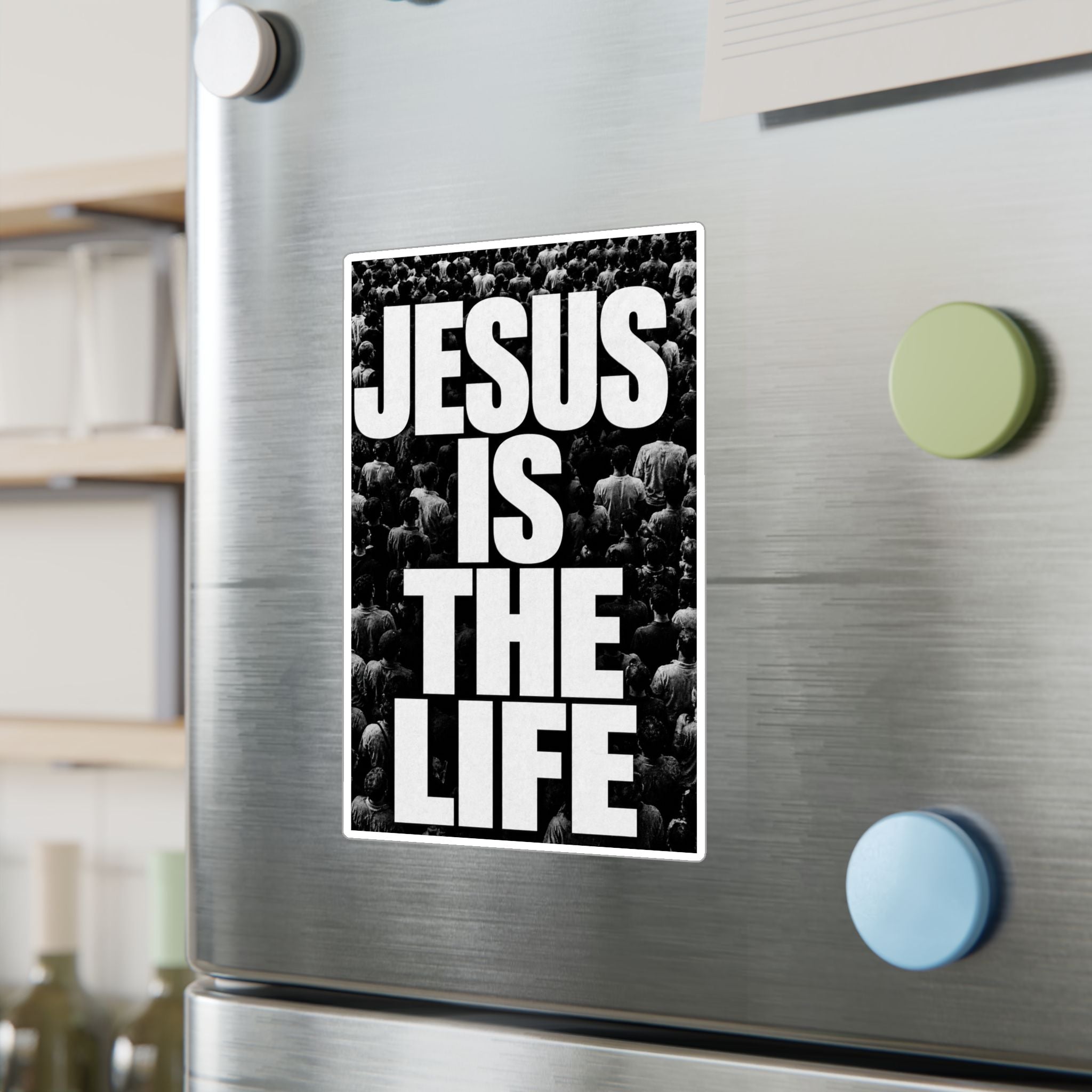 Jesus Is the Life Vinyl Sticker — Black & White Faith Decal (Kiss-Cut)