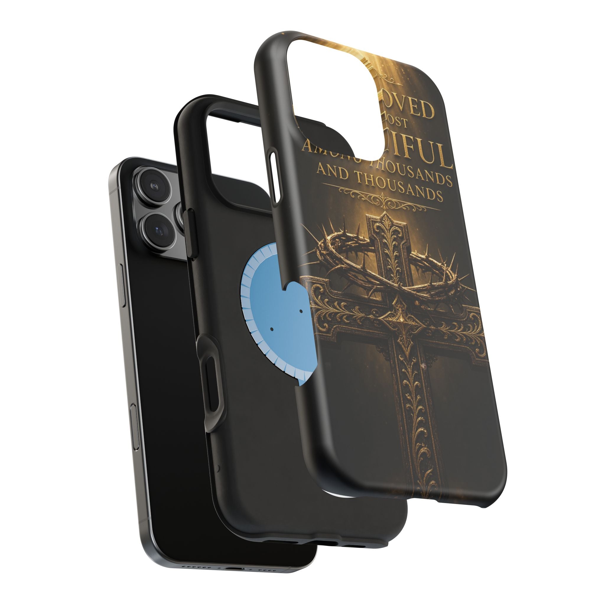 Magnetic Impact-Resistant Phone Case — "Most Beautiful" Cross with Crown of Thorns