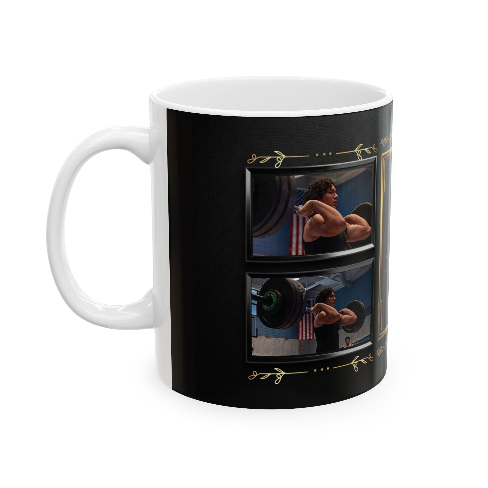 F & A Monogram Black Gold Frame Mug | Ceramic Coffee Cup