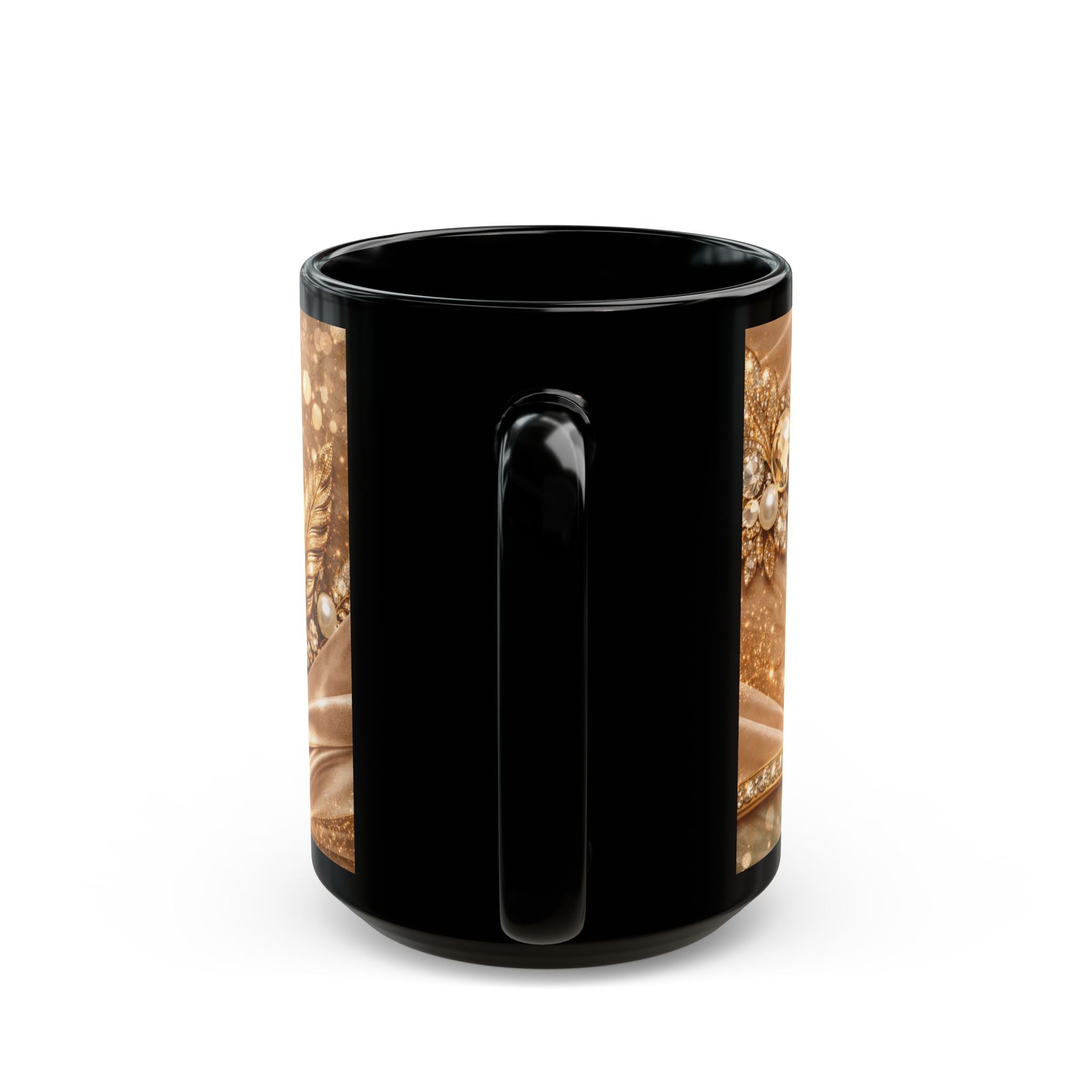 Personalized Gold Name Mug — Elegant Andrea Black Ceramic Coffee Cup (11oz & 15oz)