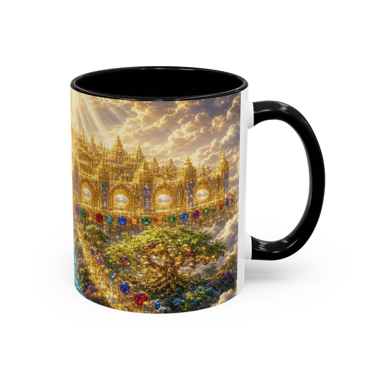 Heavenly City Christian Coffee Mug — Golden Celestial Paradise Design (11/15oz)