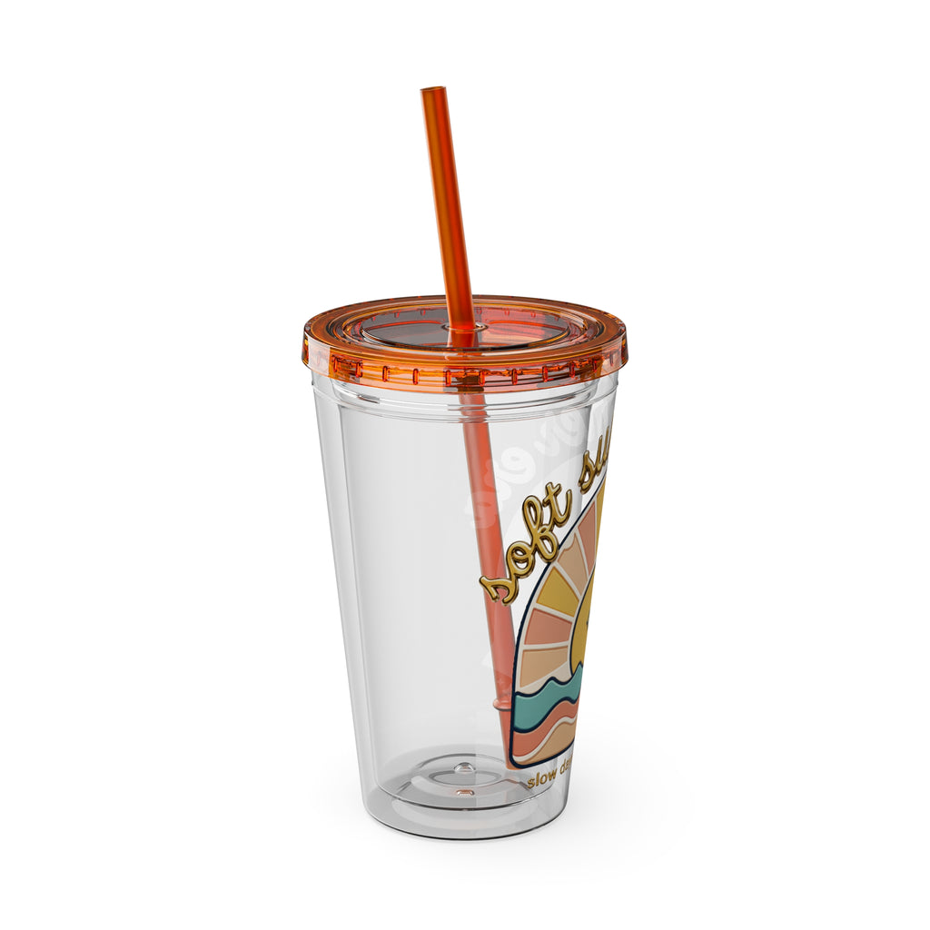 Soft Summer sunset beach drink illustration Tumbler