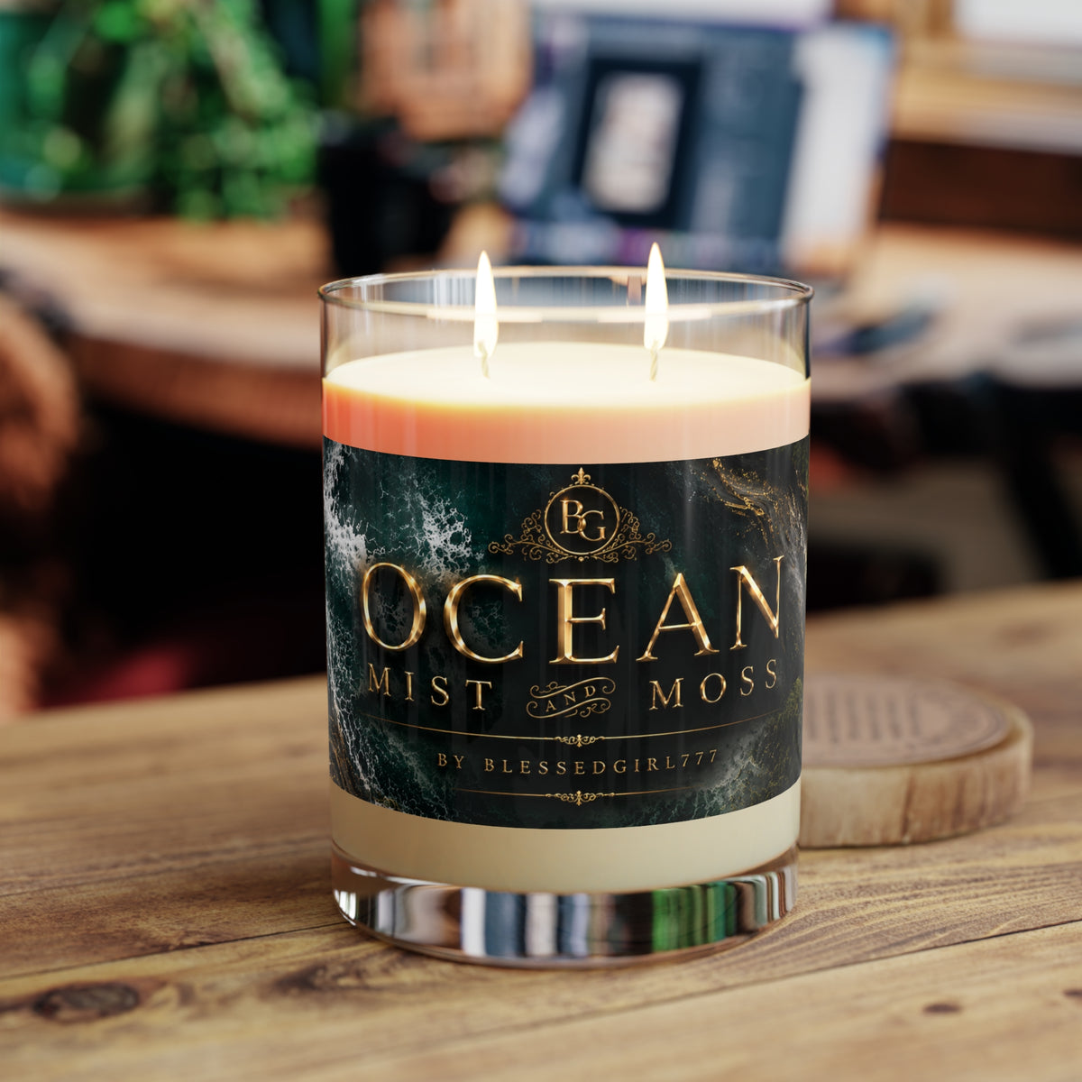 Ocean Mist & Moss 11oz Scented Candle — Coastal Glass Jar