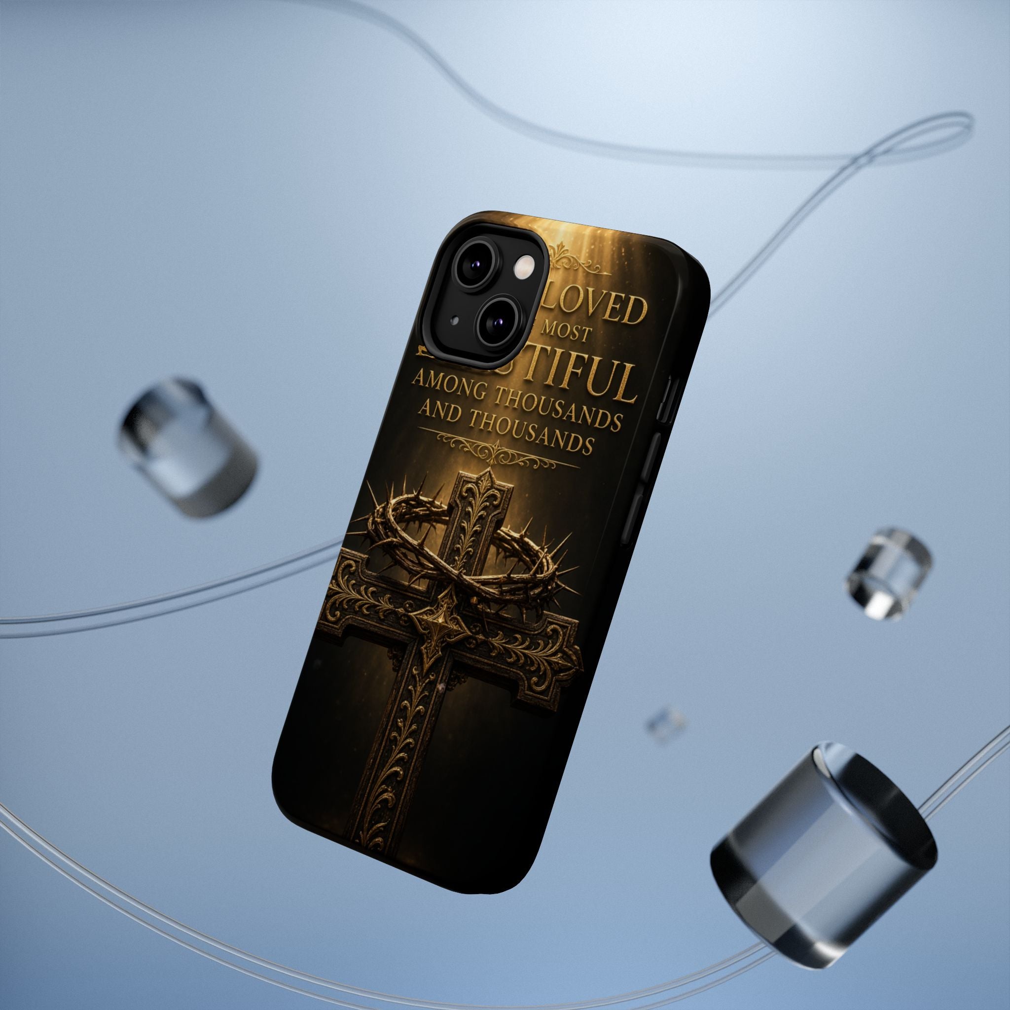 Magnetic Impact-Resistant Phone Case — "Most Beautiful" Cross with Crown of Thorns