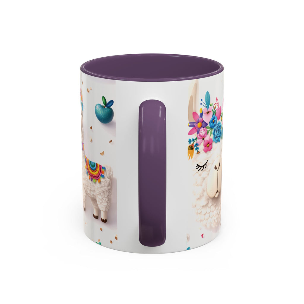 Cute Llama Pattern Accent Coffee Mug (11/15oz) – Colorful Fiesta Alpaca Design