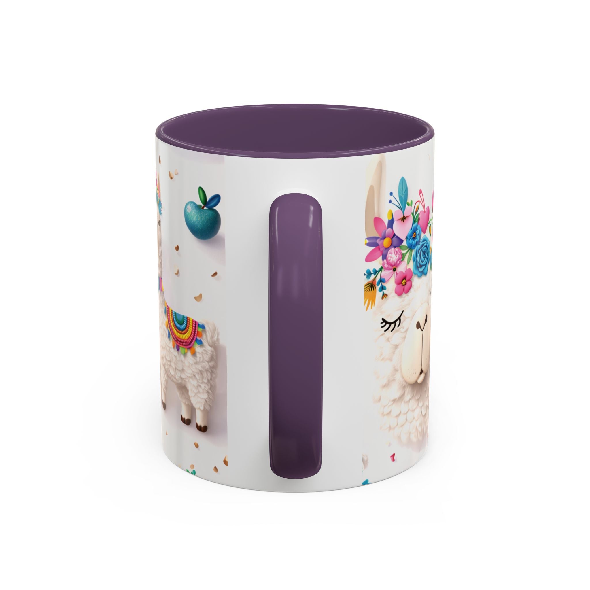 Cute Llama Pattern Accent Coffee Mug (11/15oz) – Colorful Fiesta Alpaca Design