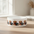 Dog Pattern Ceramic Pet Bowl — Colorful Labrador & Retriever Design