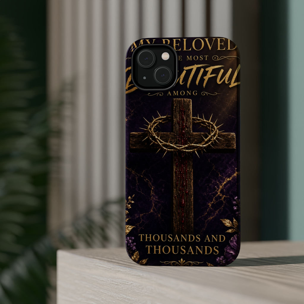 Christian Cross Magnetic Impact-Resistant Phone Case — "Beloved Most Beautiful" Scripture Design