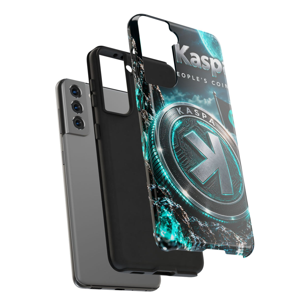 Kaspa Coin Tough Phone Case – Teal Crypto Logo Protective Cover