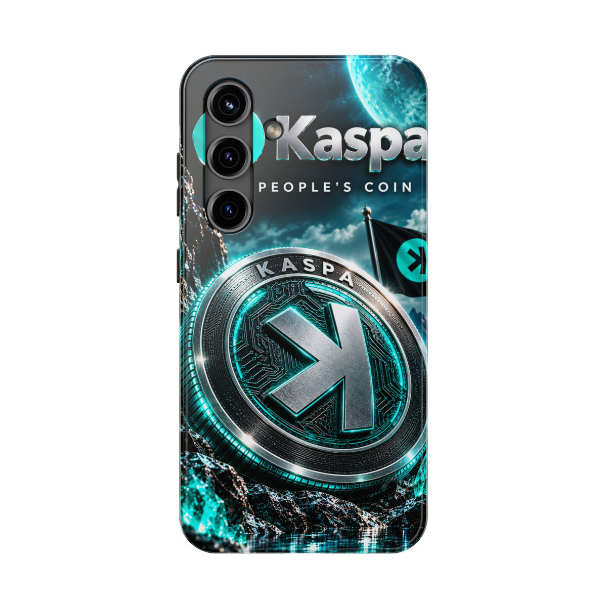 Kaspa Coin Tough Phone Case – Teal Crypto Logo Protective Cover