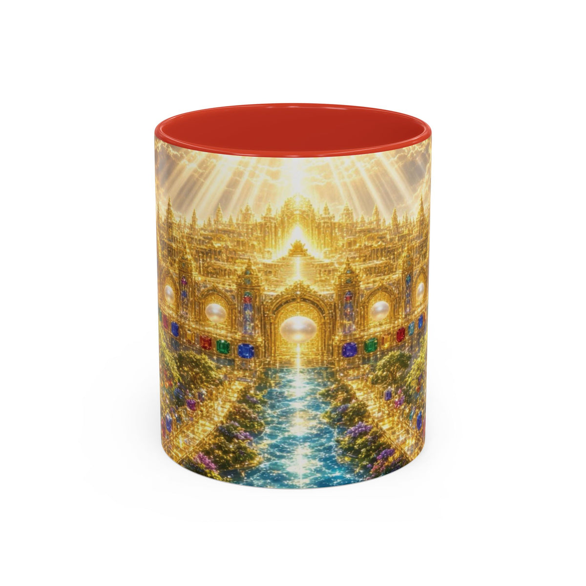 Heavenly City Christian Coffee Mug — Golden Celestial Paradise Design (11/15oz)