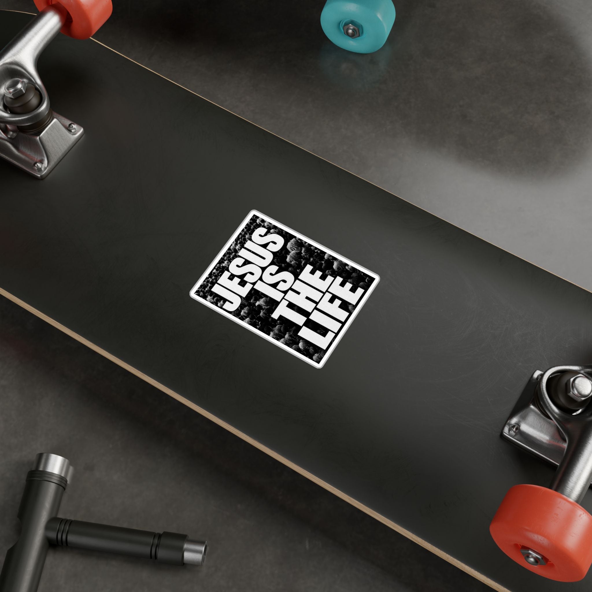 Jesus Is the Life Vinyl Sticker — Black & White Faith Decal (Kiss-Cut)