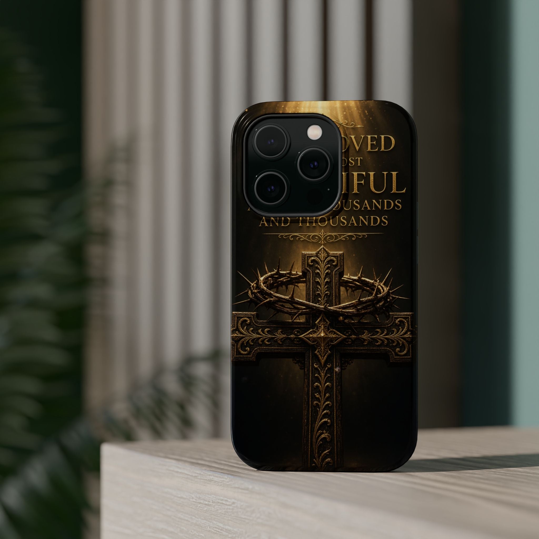 Magnetic Impact-Resistant Phone Case — "Most Beautiful" Cross with Crown of Thorns