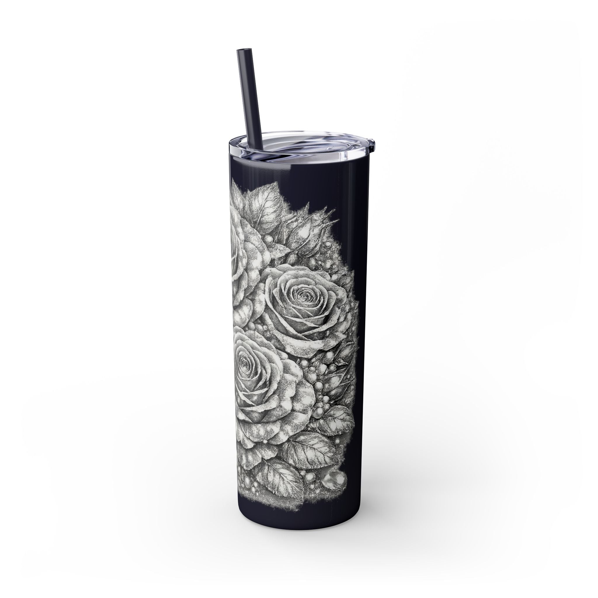 Skinny Tumbler — Monochrome Rose Garden 20oz Straw Tumbler