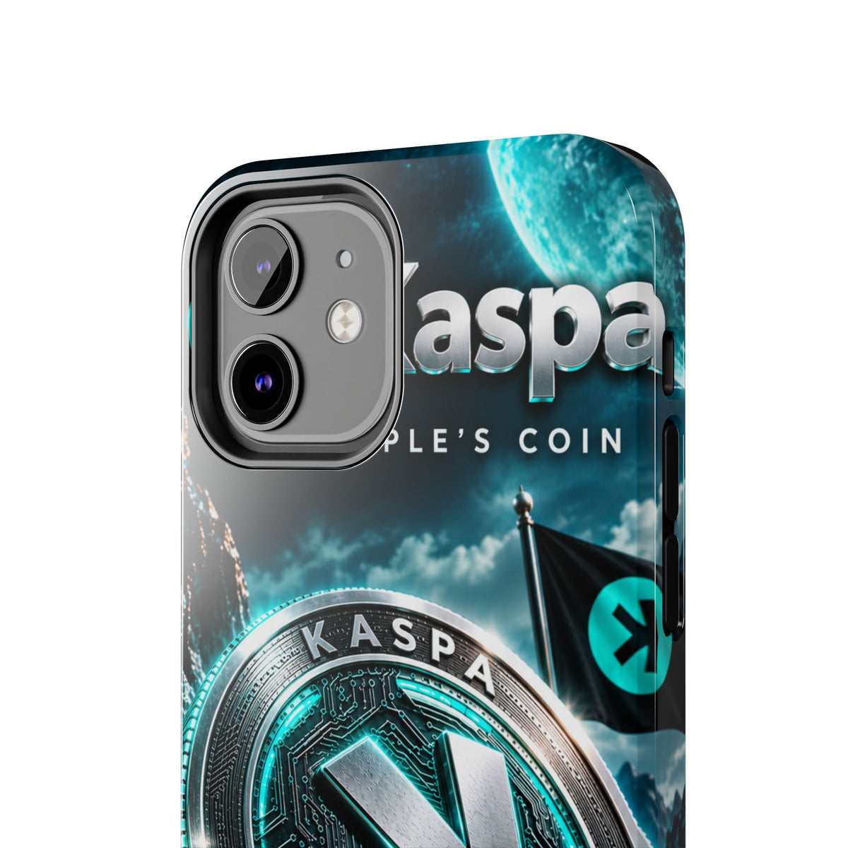 Kaspa Coin Tough Phone Case – Teal Crypto Logo Protective Cover