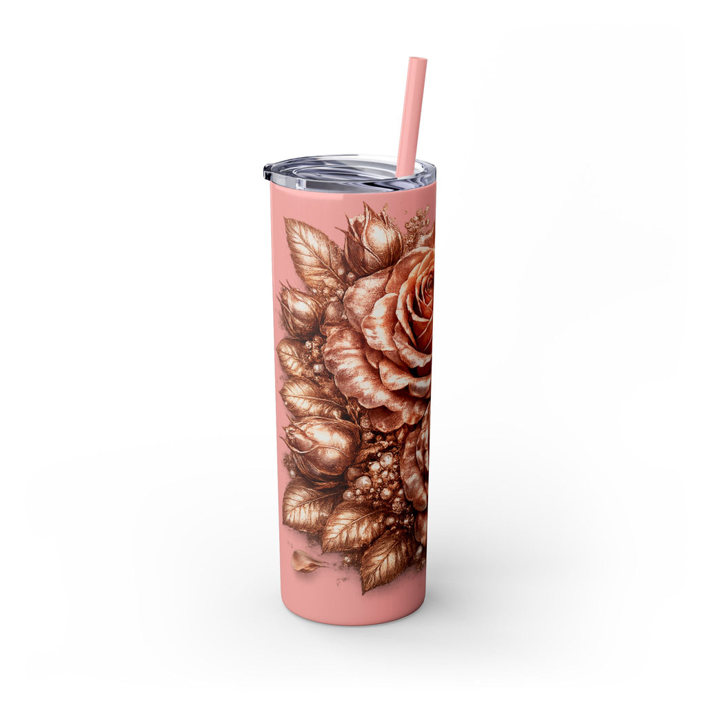 Skinny Tumbler — Monochrome Rose Garden 20oz Straw Tumbler