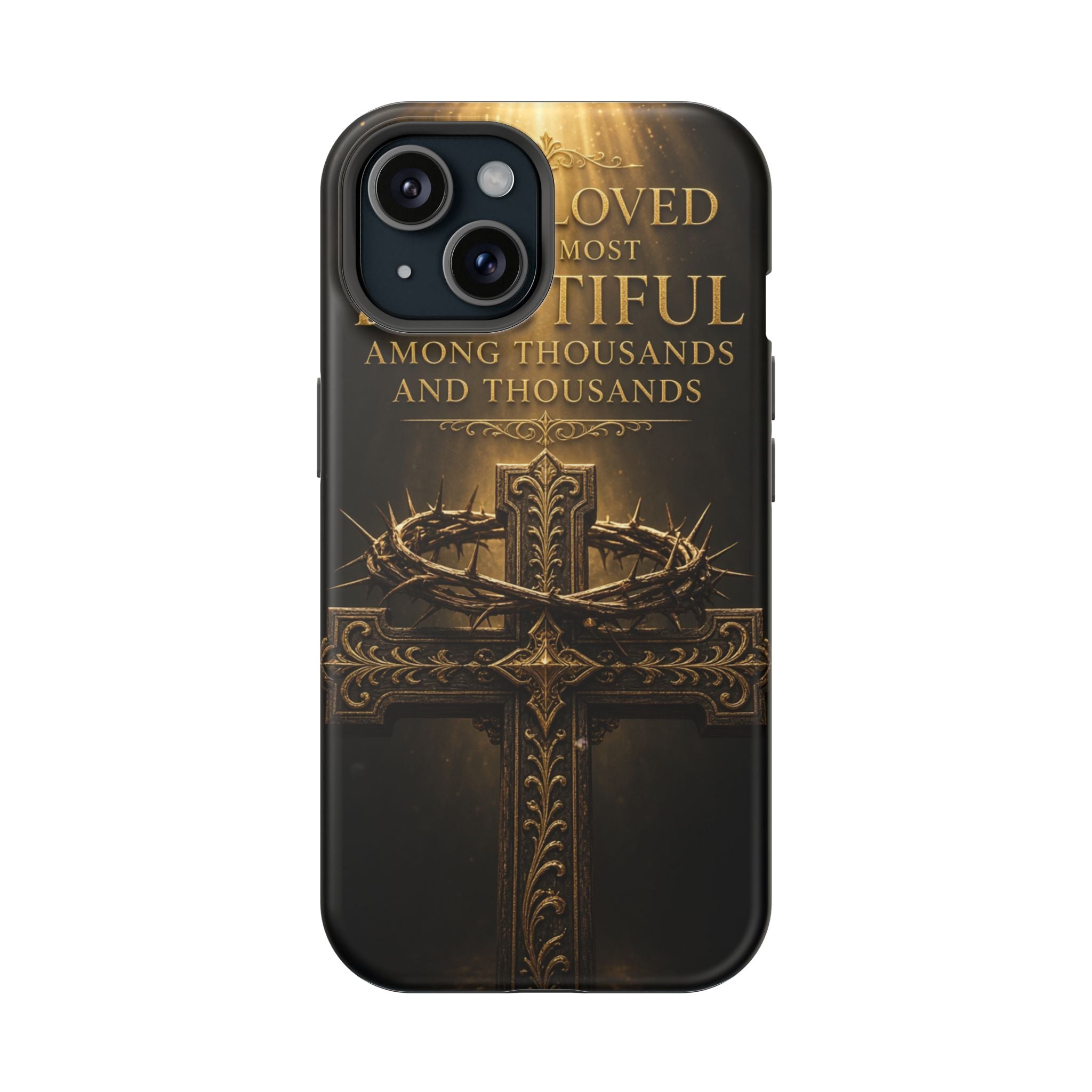 Magnetic Impact-Resistant Phone Case — "Most Beautiful" Cross with Crown of Thorns