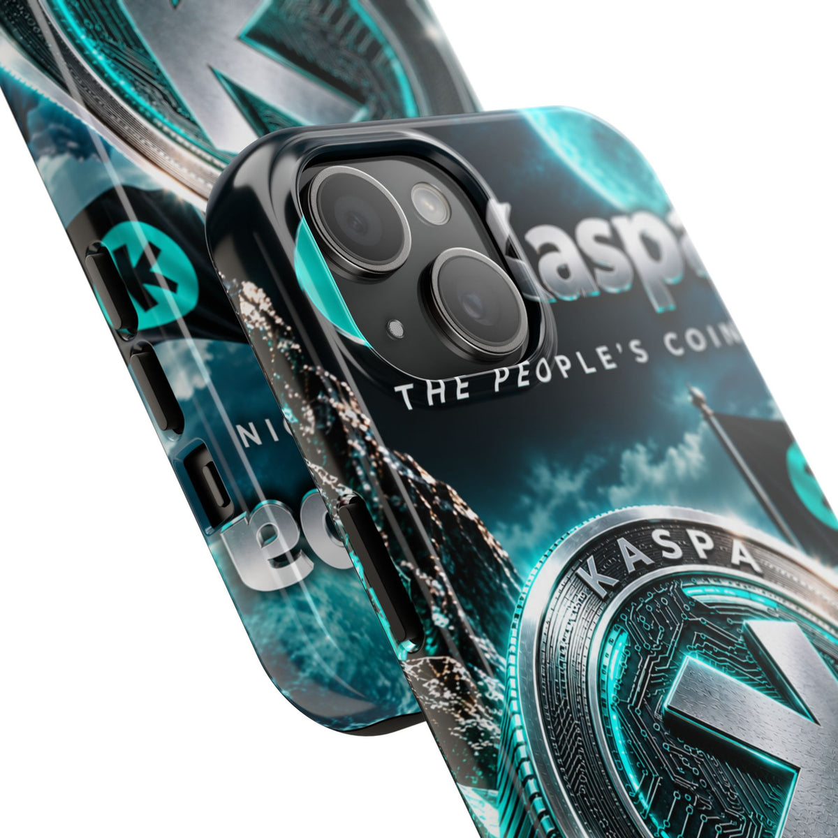 Kaspa Coin Tough Phone Case – Teal Crypto Logo Protective Cover