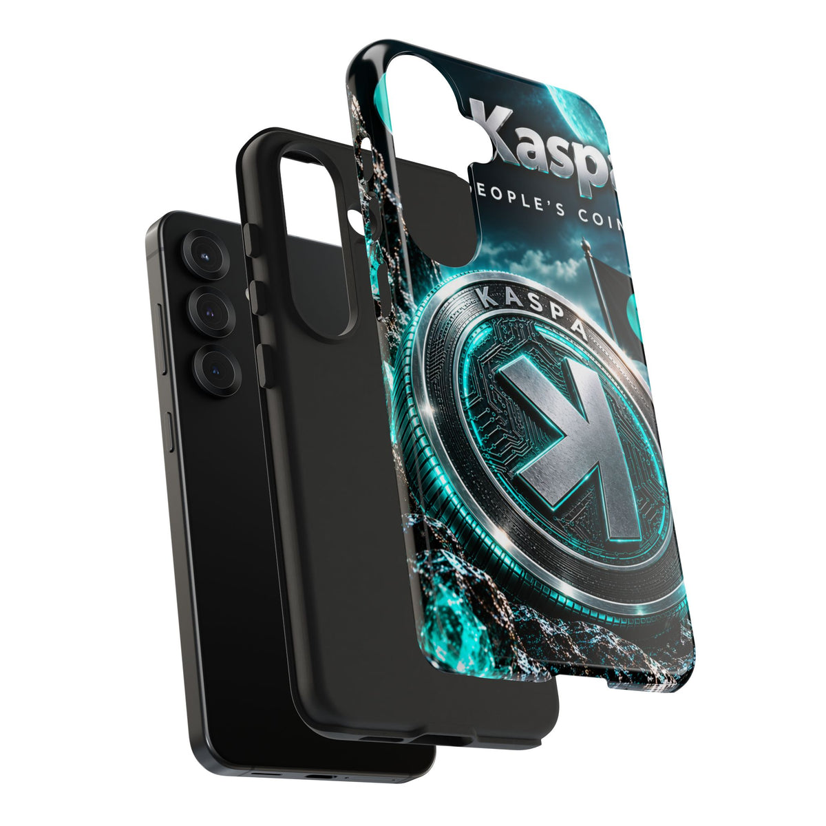 Kaspa Coin Tough Phone Case – Teal Crypto Logo Protective Cover