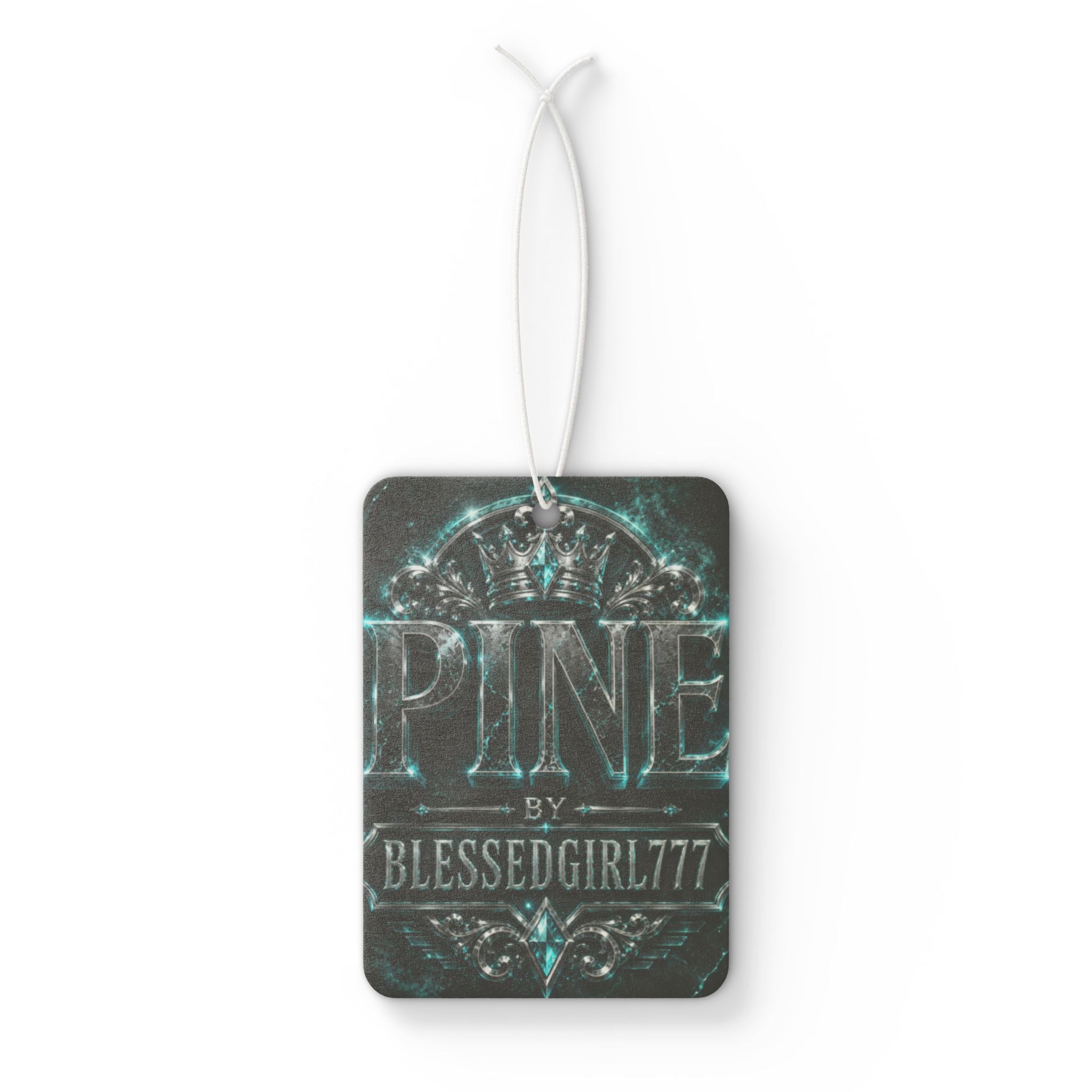Car Air Freshener — 'PINE by BLESSEDGIRL777' Vintage Teal Scented Ornament