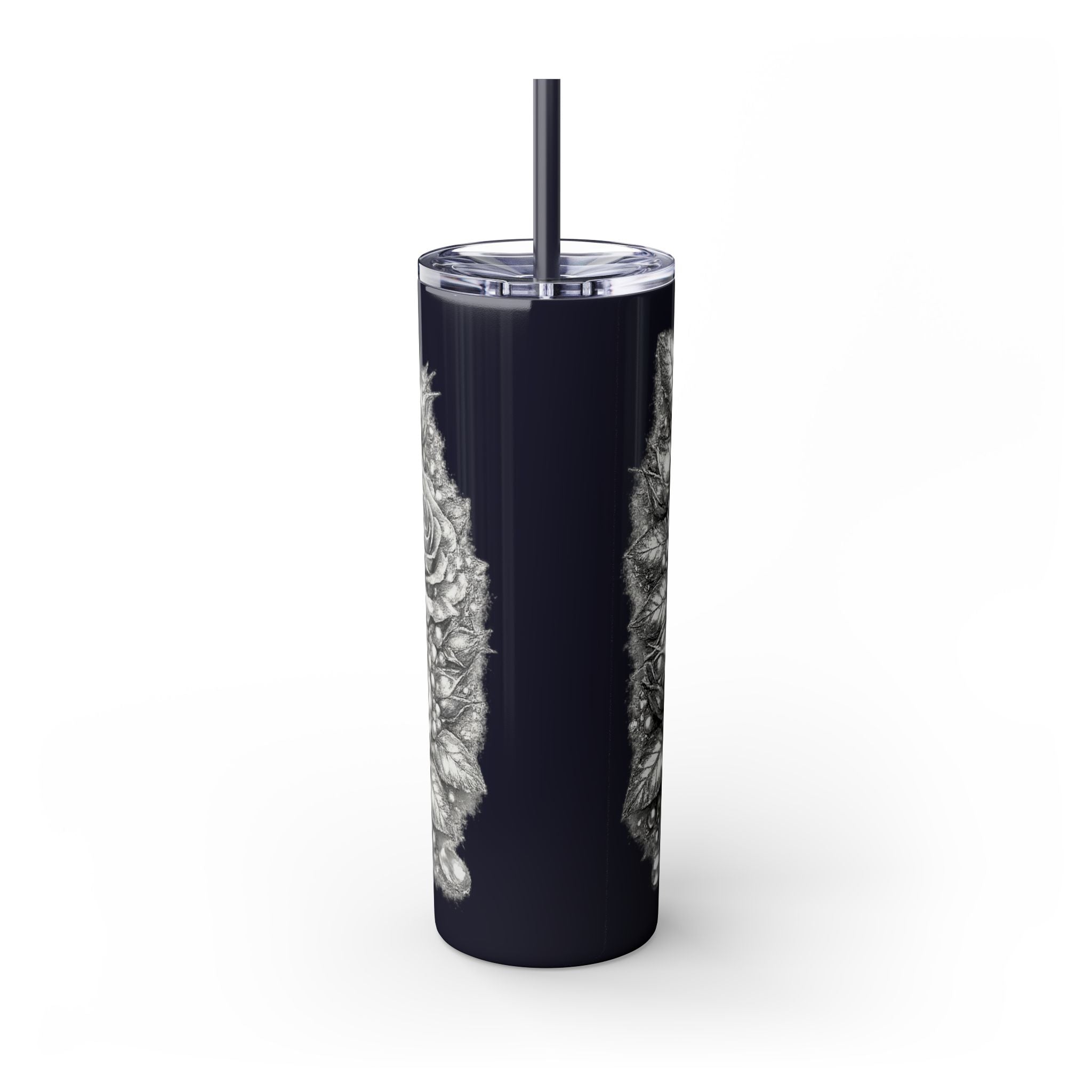 Skinny Tumbler — Monochrome Rose Garden 20oz Straw Tumbler