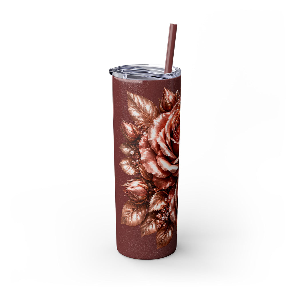 Skinny Tumbler — Monochrome Rose Garden 20oz Straw Tumbler