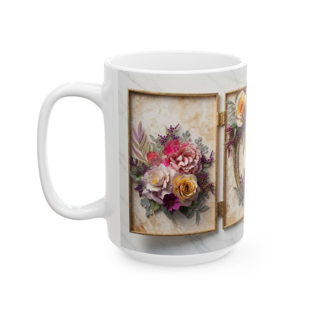 Happy Mother's Day floral wreath Mug | Ceramic 11oz 15oz