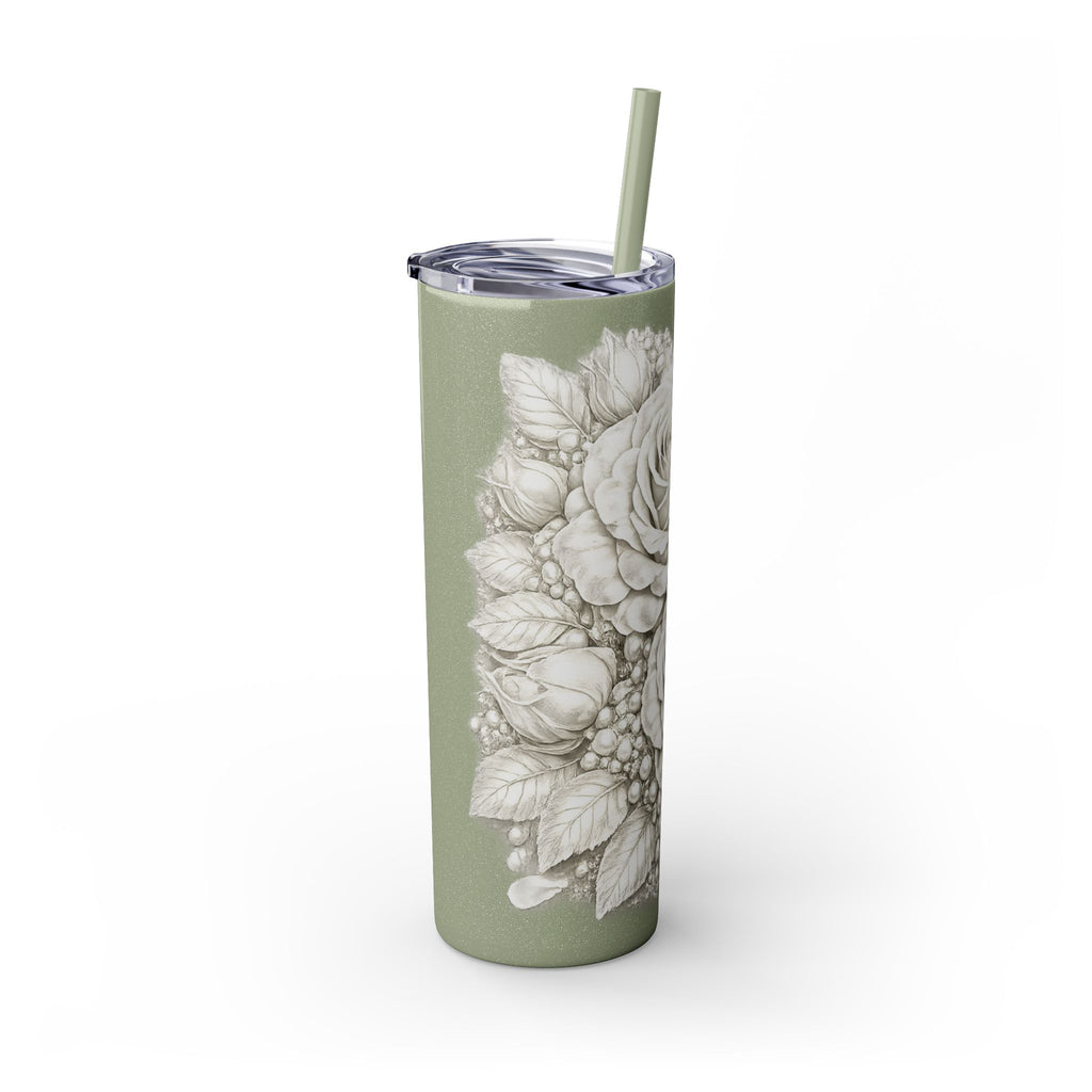 Skinny Tumbler — Monochrome Rose Garden 20oz Straw Tumbler
