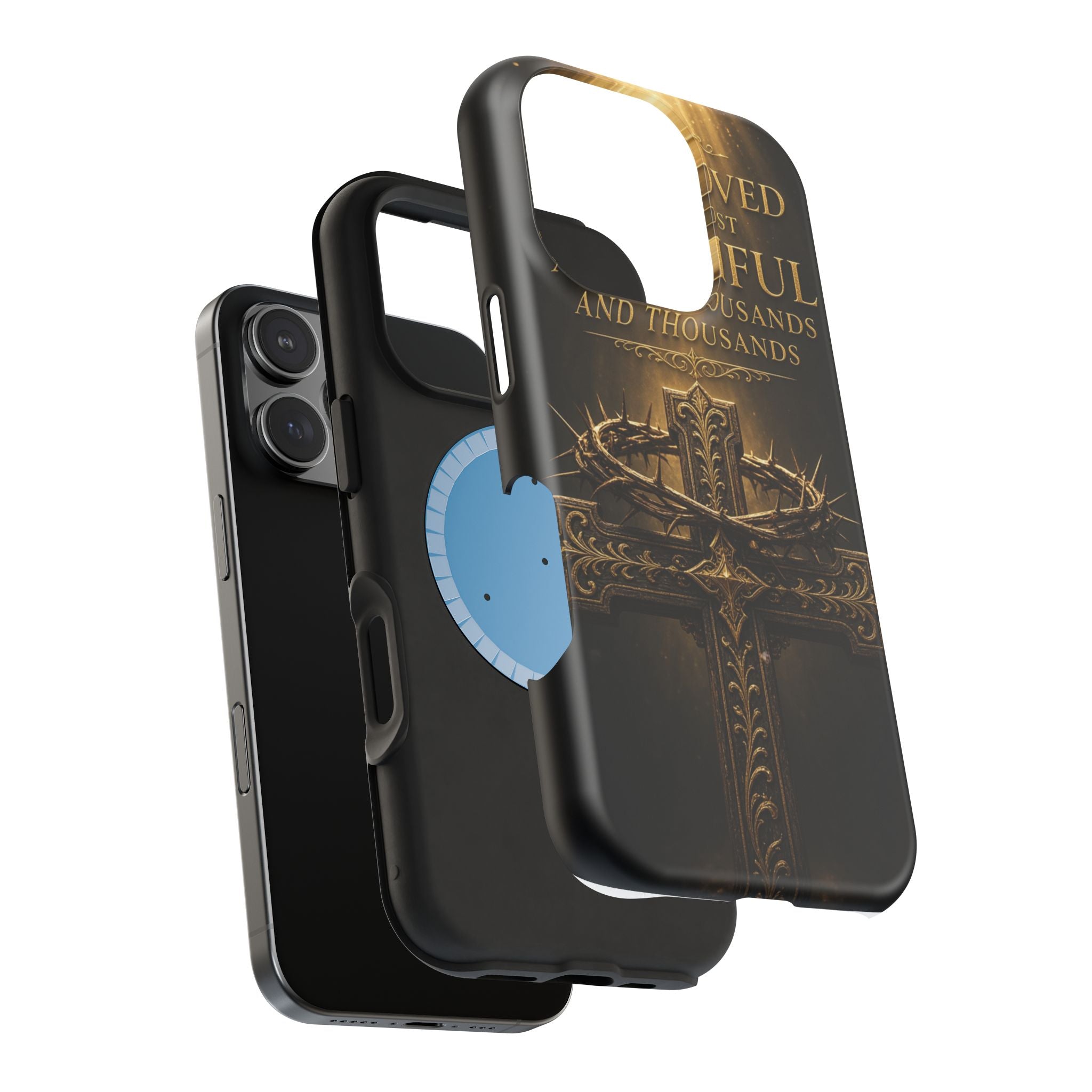 Magnetic Impact-Resistant Phone Case — "Most Beautiful" Cross with Crown of Thorns