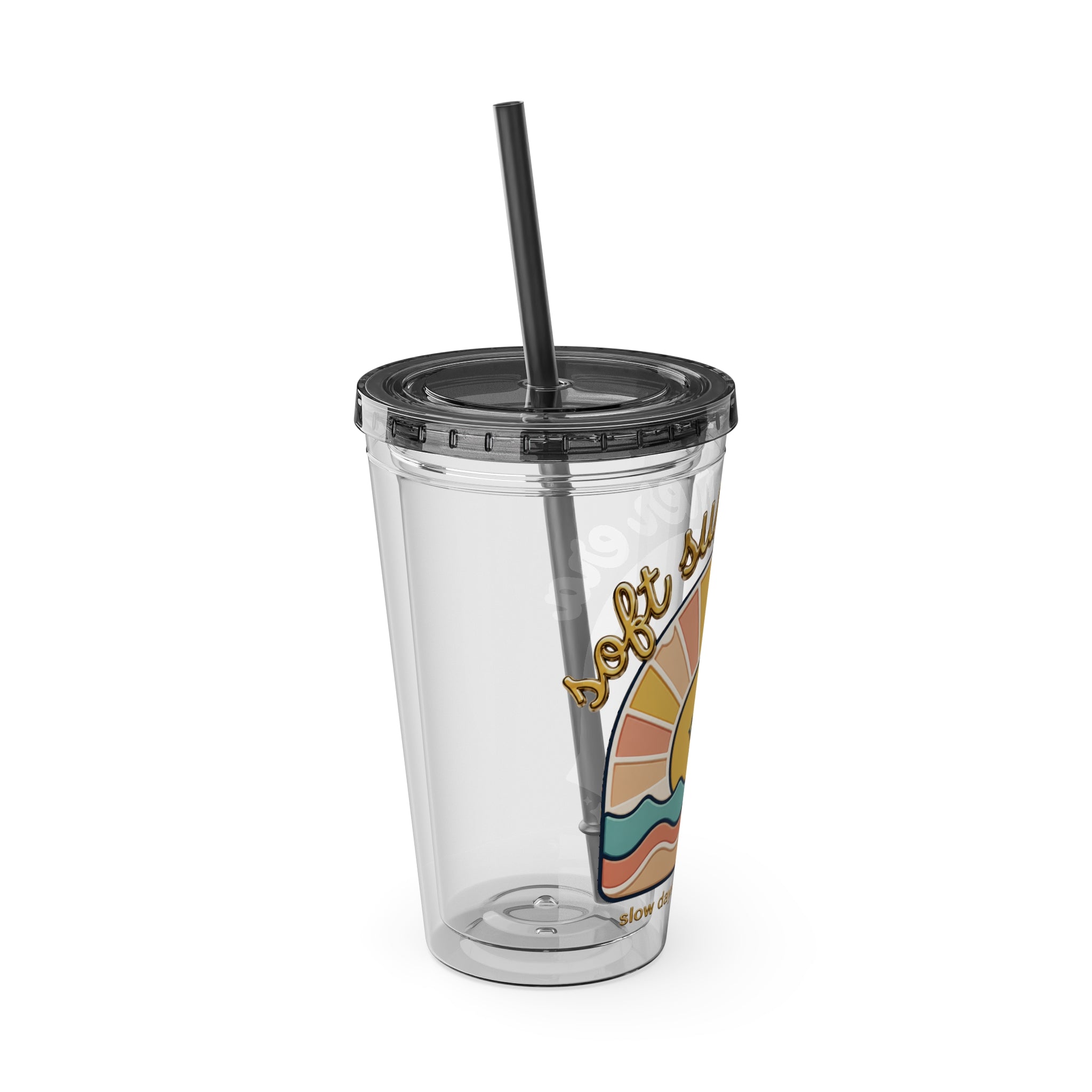 Soft Summer sunset beach drink illustration Tumbler