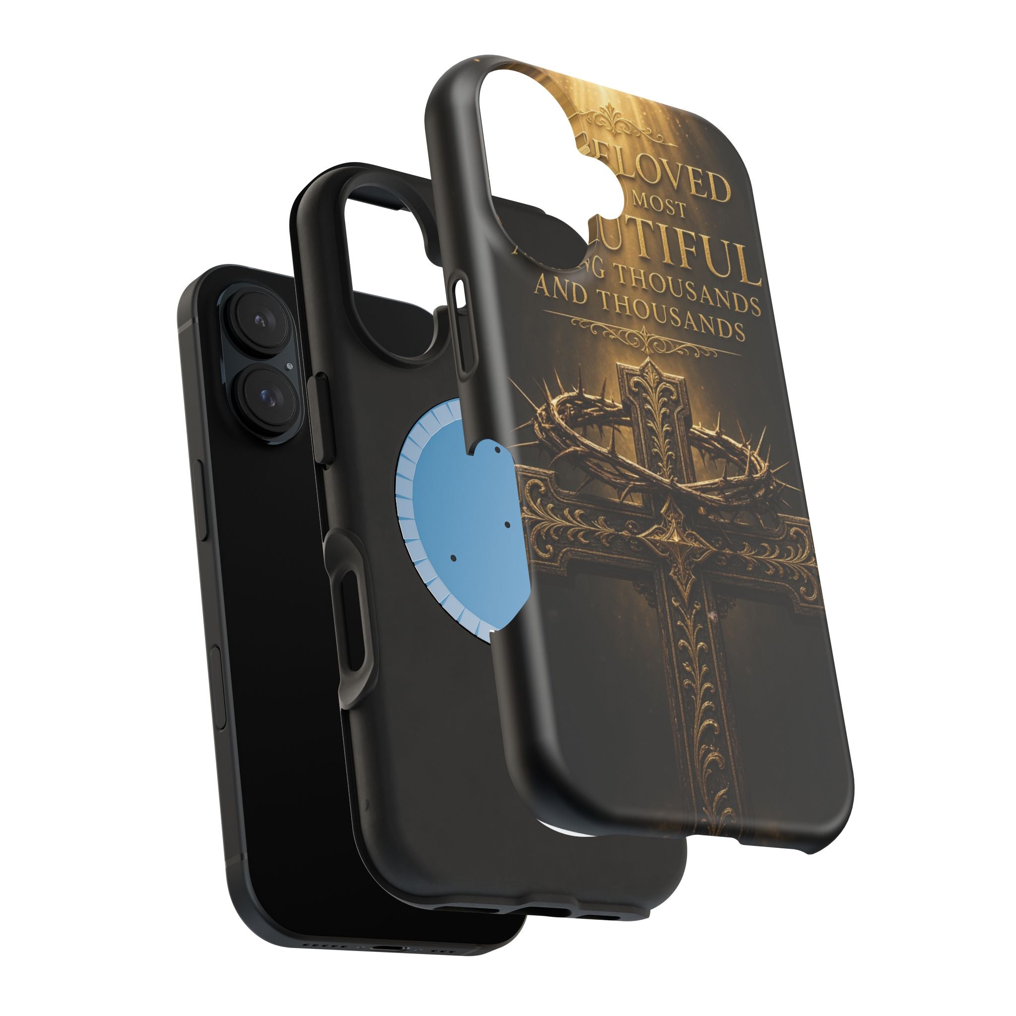 Magnetic Impact-Resistant Phone Case — "Most Beautiful" Cross with Crown of Thorns