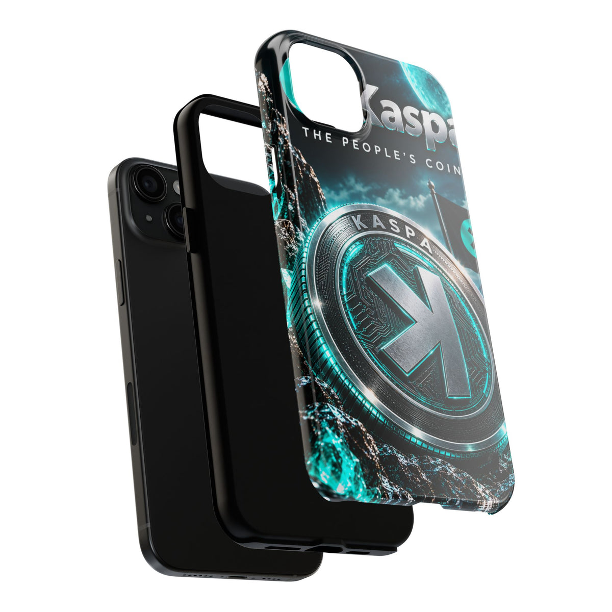 Kaspa Coin Tough Phone Case – Teal Crypto Logo Protective Cover