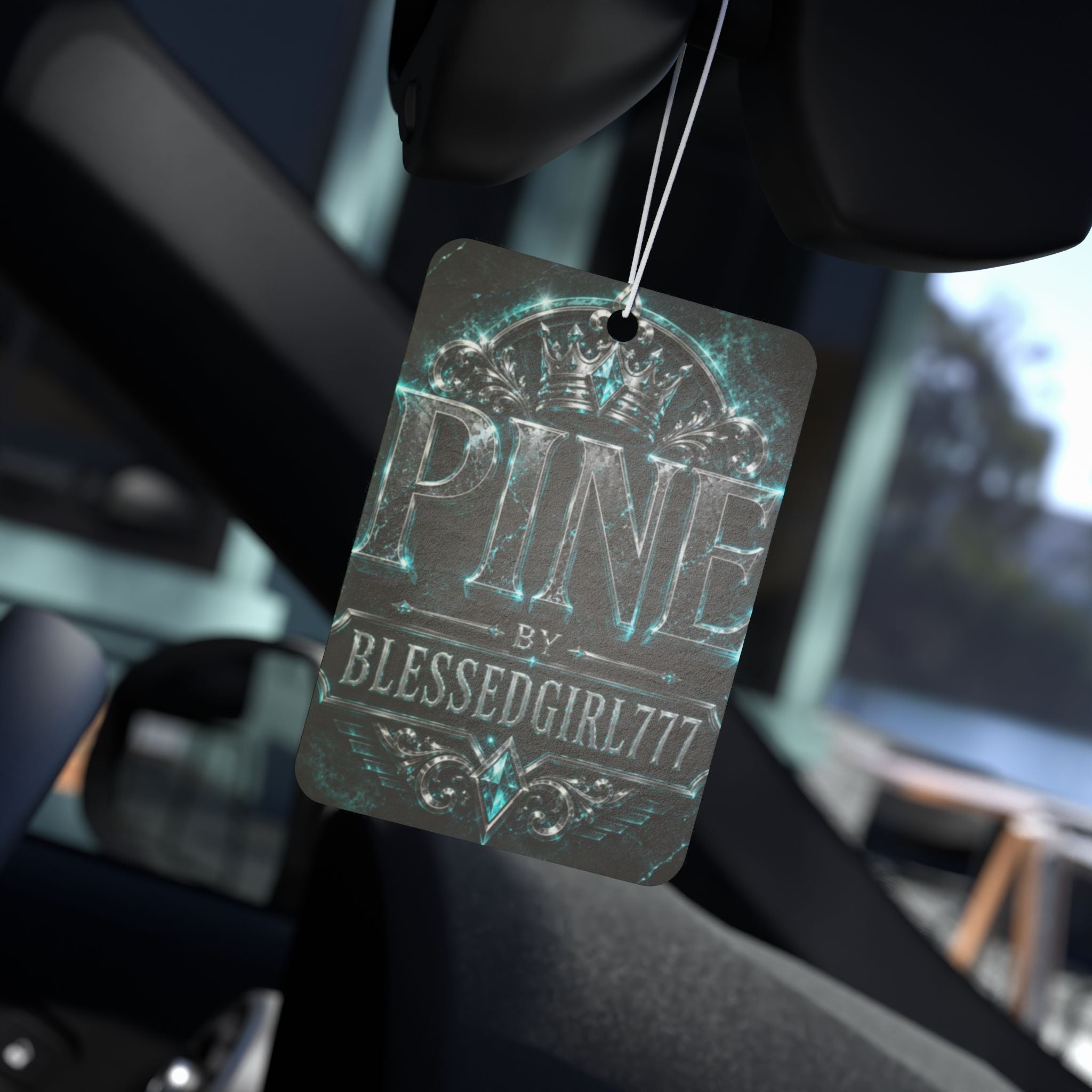 Car Air Freshener — 'PINE by BLESSEDGIRL777' Vintage Teal Scented Ornament