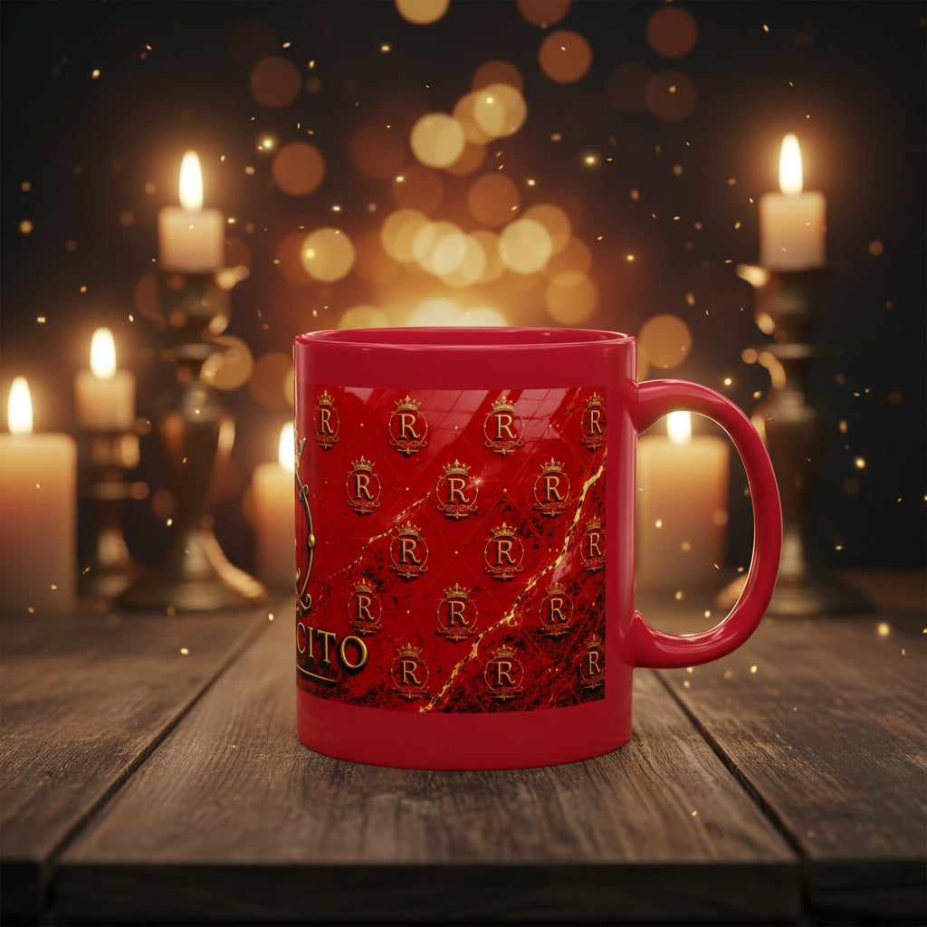 Ramonclito Royal Crest Mug — Personalized Red Ceramic Coffee Cup