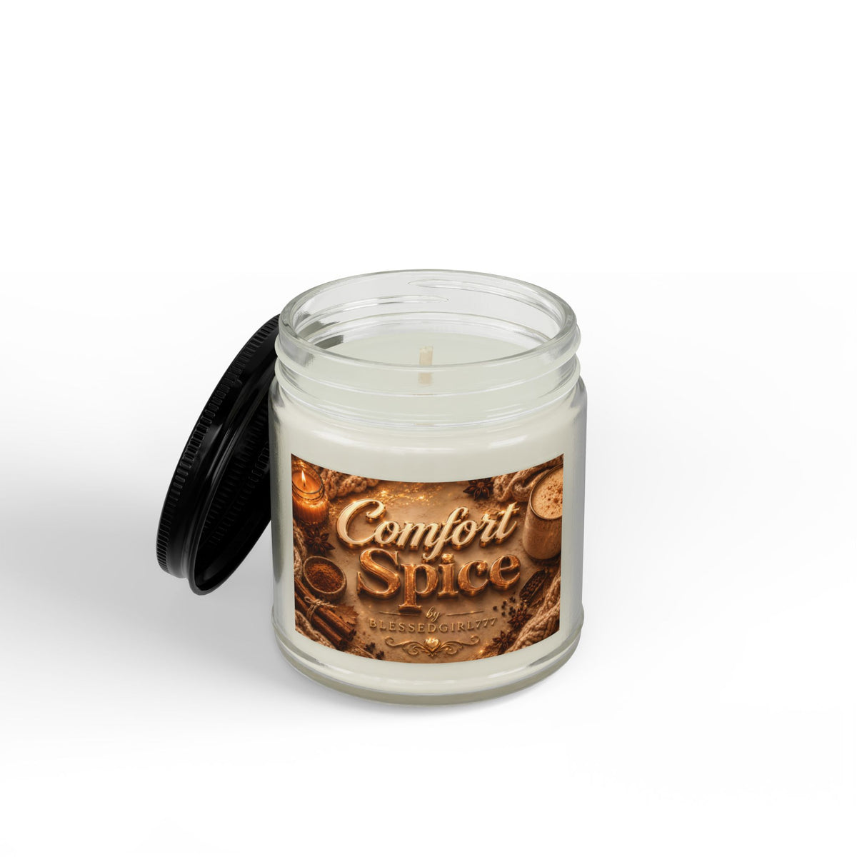 Comfort Spice Scented Soy Candle — Amber Jar with Black Lid (4 oz & 9 oz)