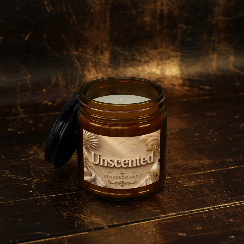 Unscented Soy Candle Jar — 4oz & 9oz Amber Glass with Black Lid