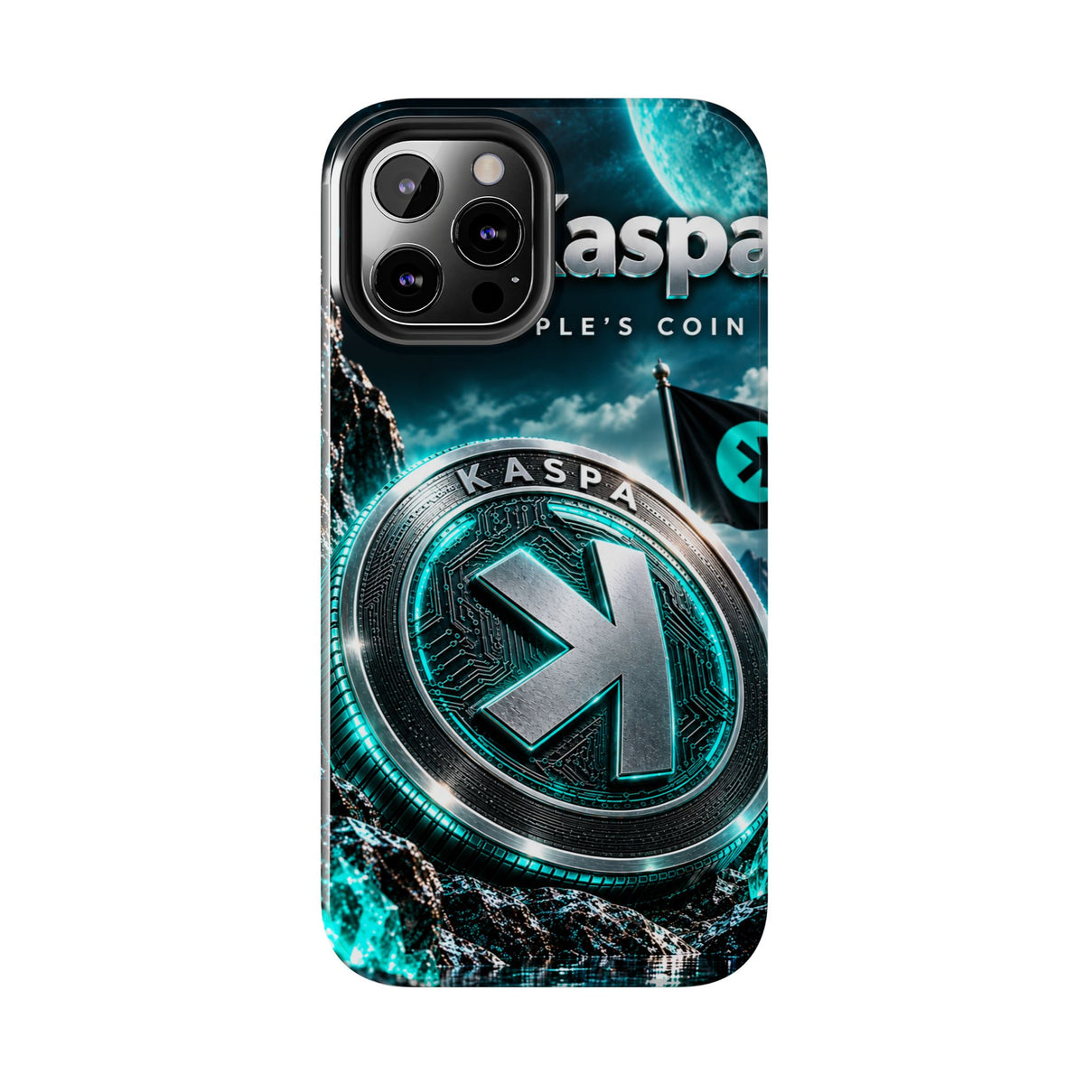 Kaspa Coin Tough Phone Case – Teal Crypto Logo Protective Cover