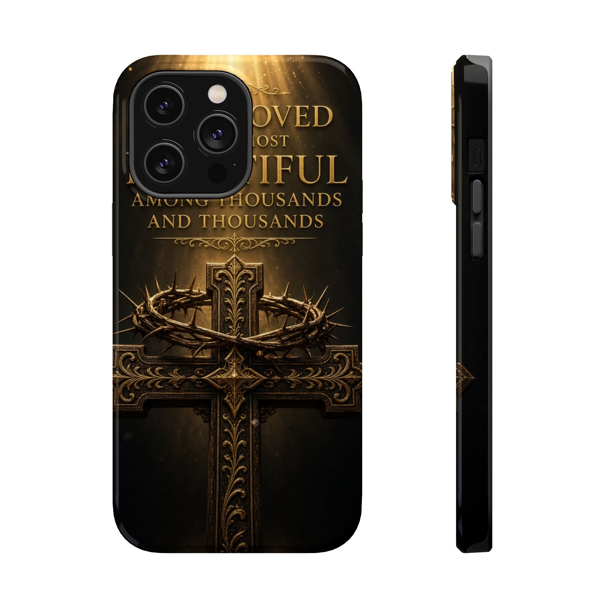 Magnetic Impact-Resistant Phone Case — "Most Beautiful" Cross with Crown of Thorns