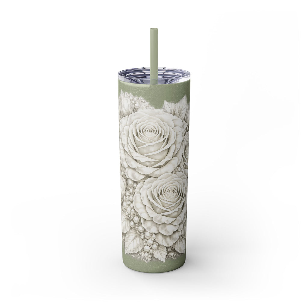 Skinny Tumbler — Monochrome Rose Garden 20oz Straw Tumbler