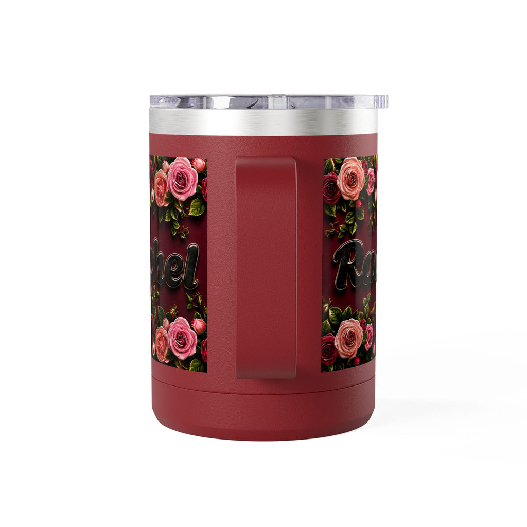 Personalized Rachel Floral 15oz Travel Mug — Insulated Coffee Tumbler