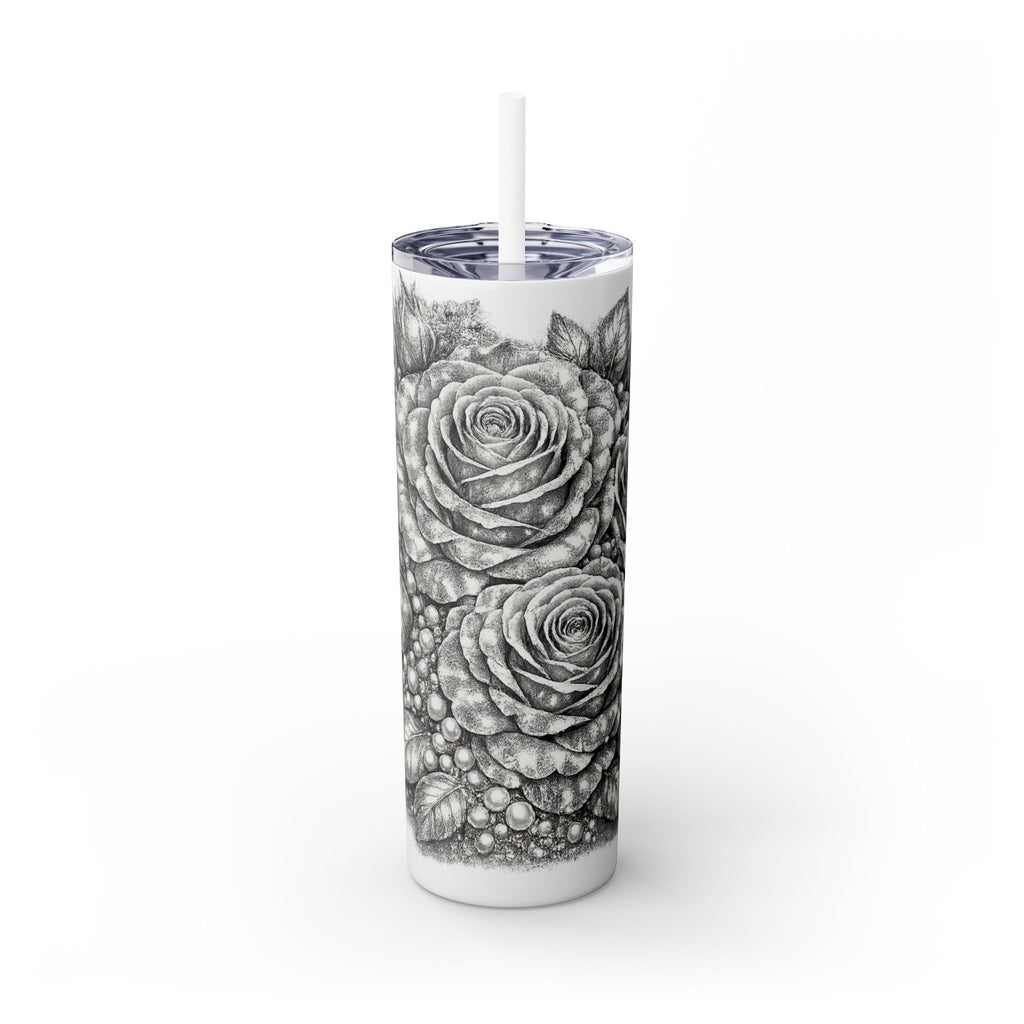 Skinny Tumbler — Monochrome Rose Garden 20oz Straw Tumbler