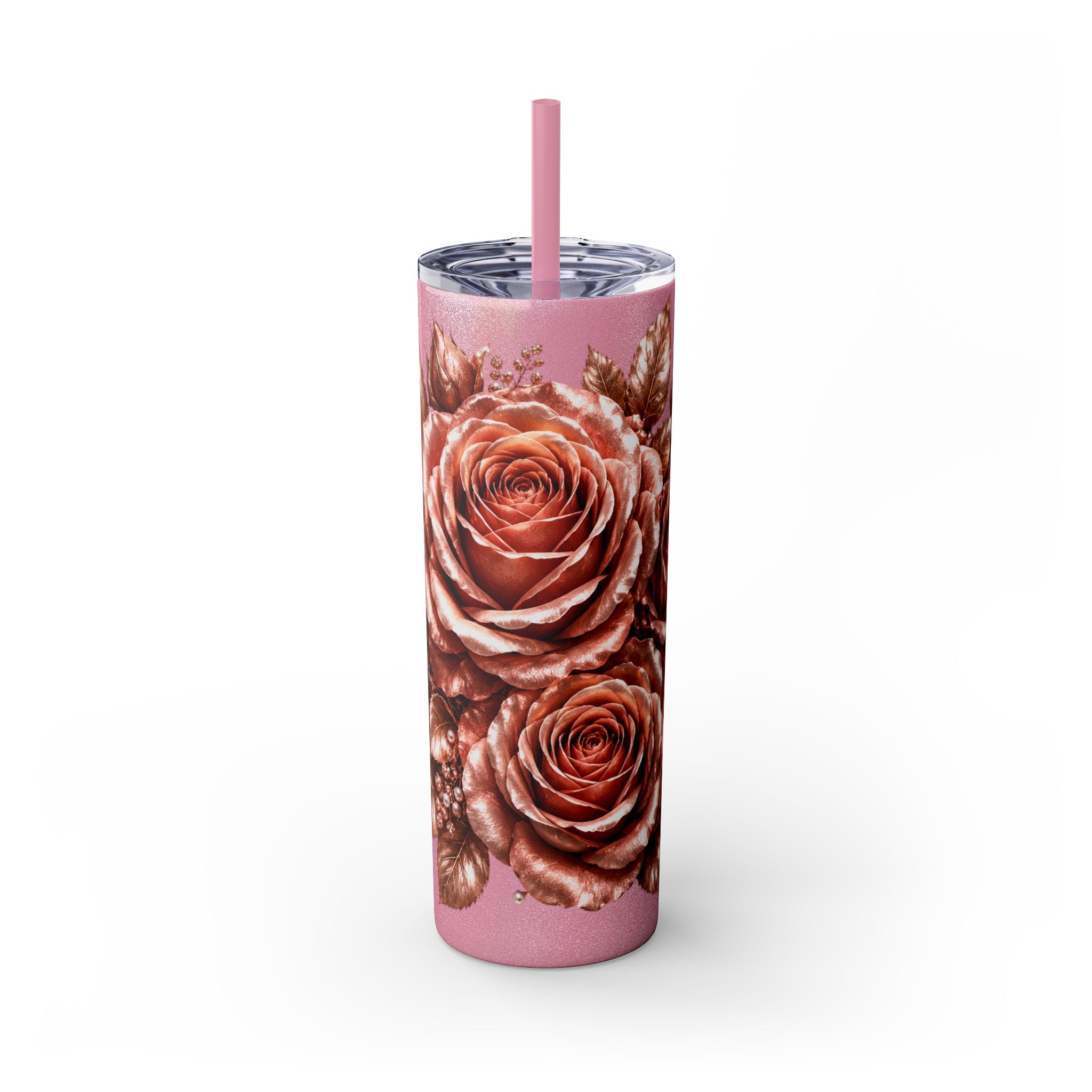 Skinny Tumbler — Monochrome Rose Garden 20oz Straw Tumbler