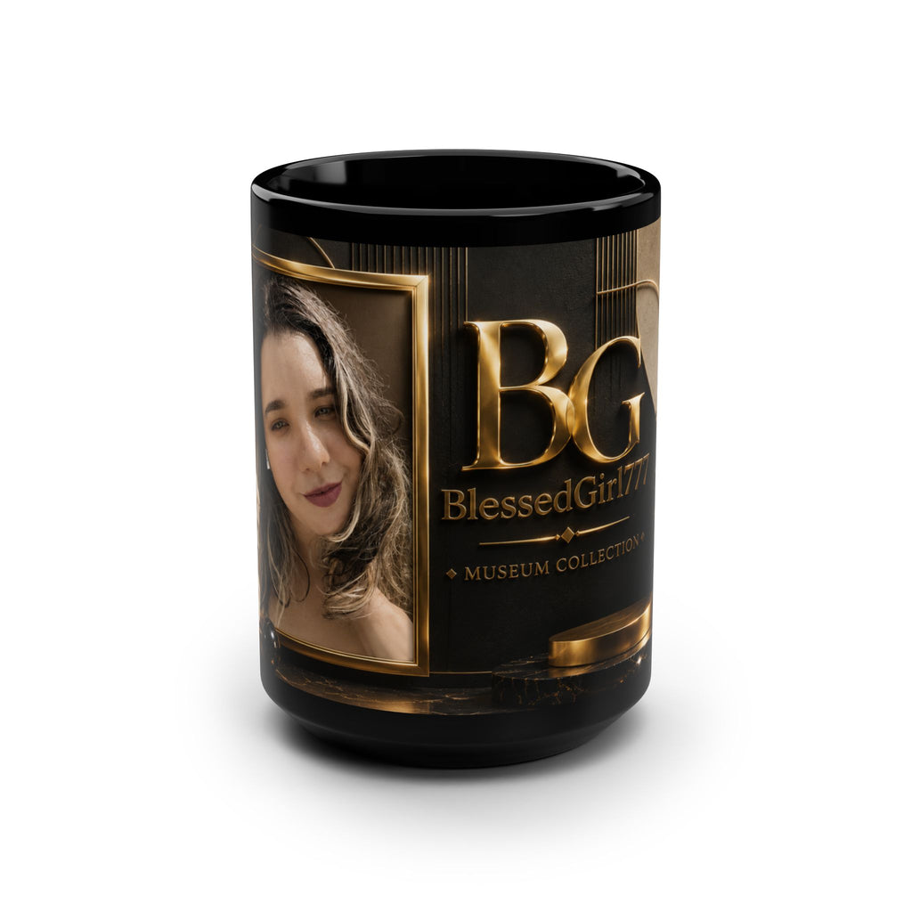 Black 15oz Mug — 'BlessedGirl77' Gold Museum Logo Coffee Cup