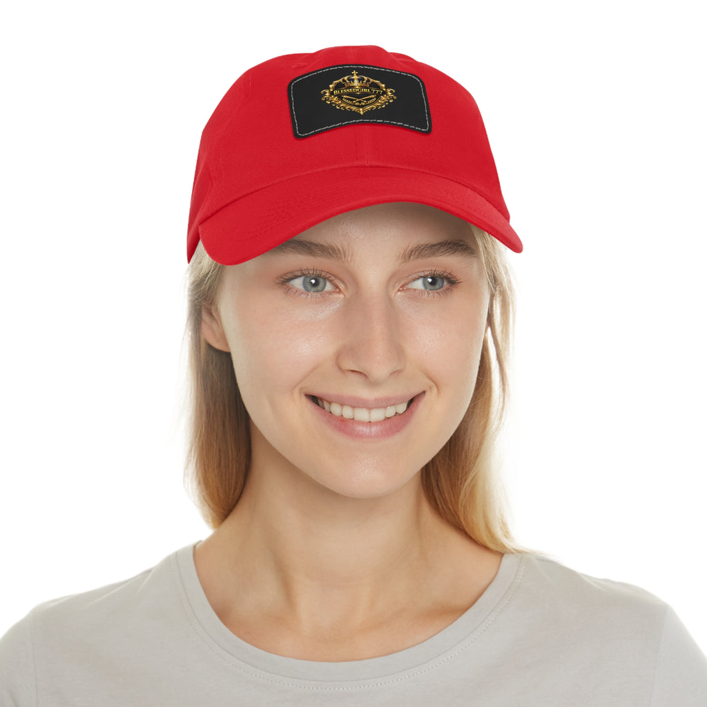 Dad Hat — Vintage Gold Crest Leather Patch Cap