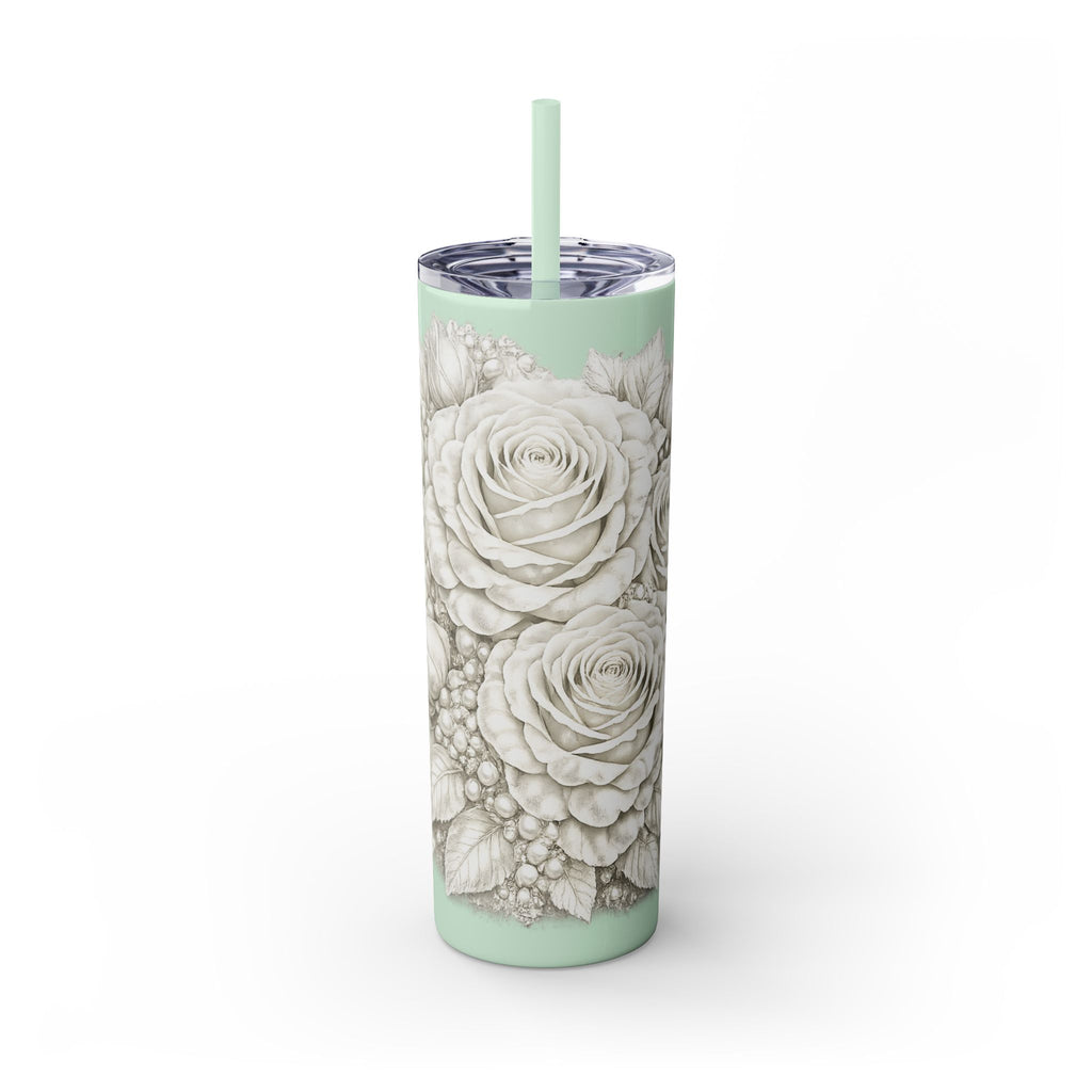 Skinny Tumbler — Monochrome Rose Garden 20oz Straw Tumbler