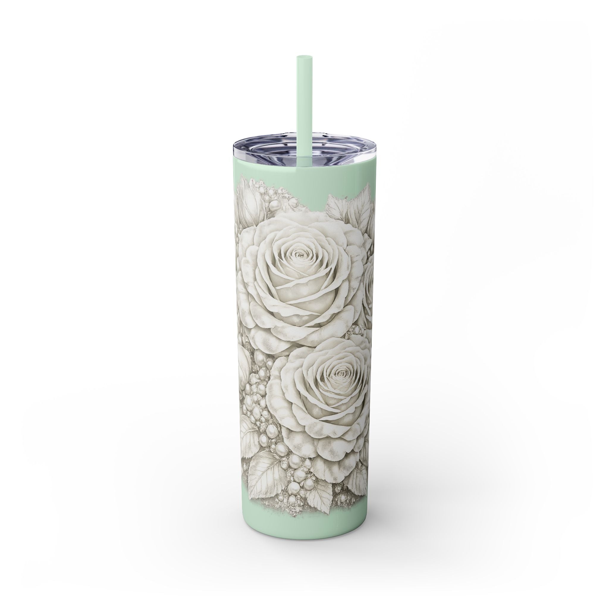 Skinny Tumbler — Monochrome Rose Garden 20oz Straw Tumbler