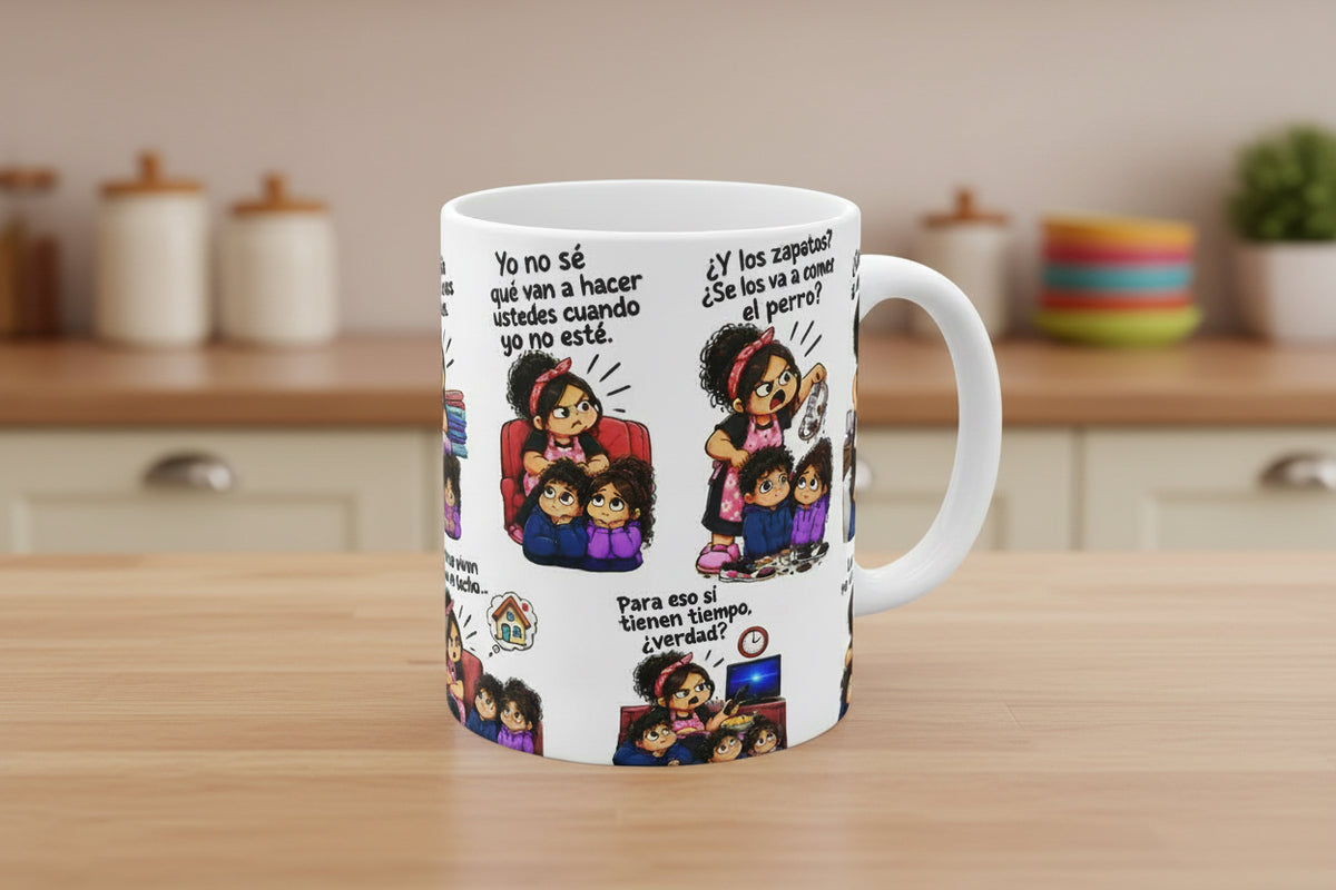 Mami Latina Meme Mug – Spanish Mom Life Comic Strip Coffee Cup 11 oz | Funny Gift for Mom