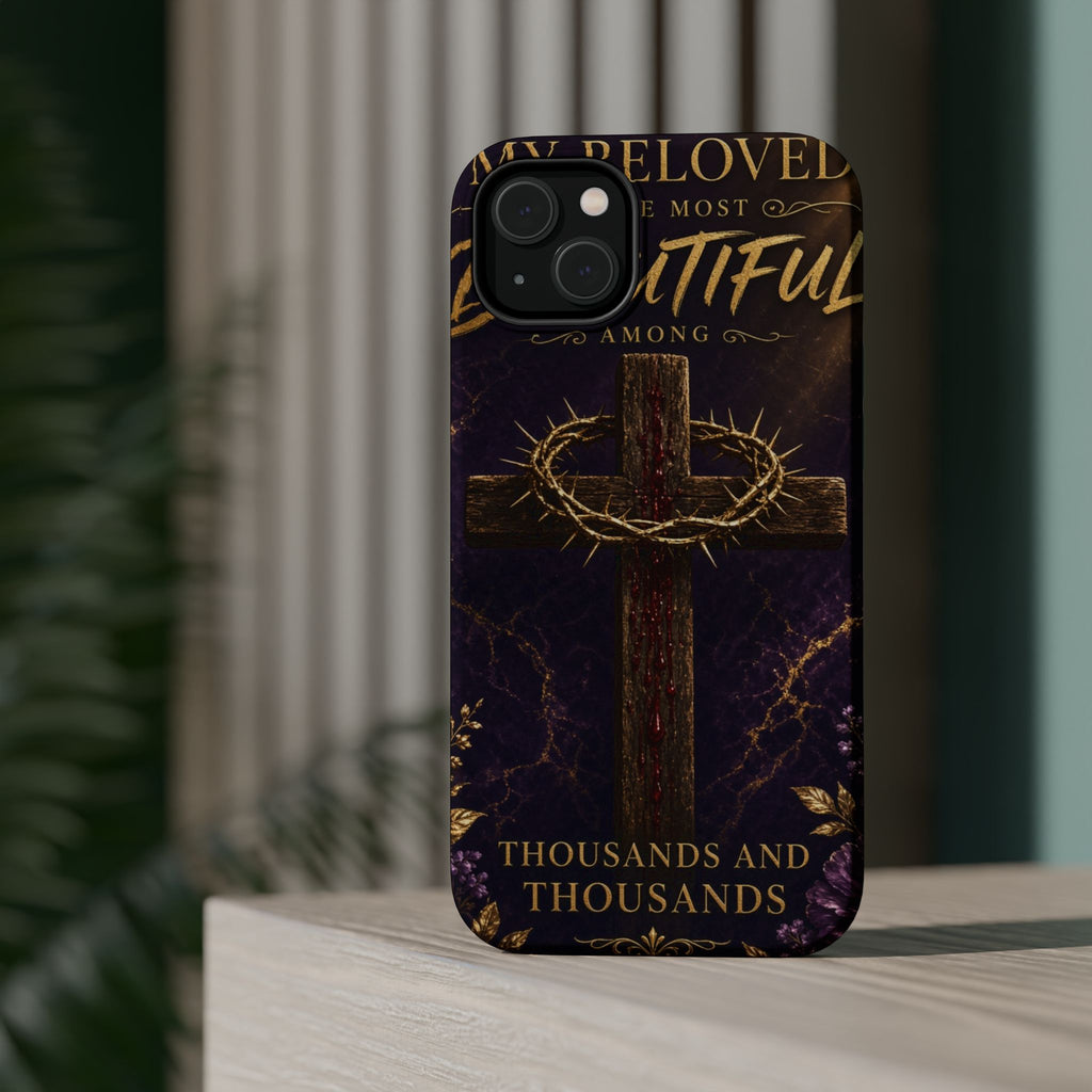 Christian Cross Magnetic Impact-Resistant Phone Case — "Beloved Most Beautiful" Scripture Design